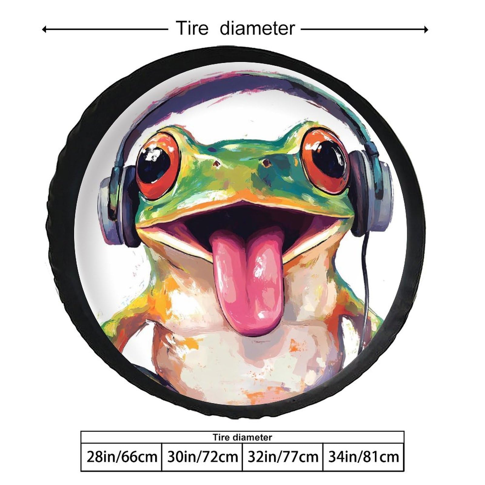 Cute Frog Sticking Out Tongue Spare Tire Cover Leather Waterproof Wheel Protectors Universal Car Accessories 34inch