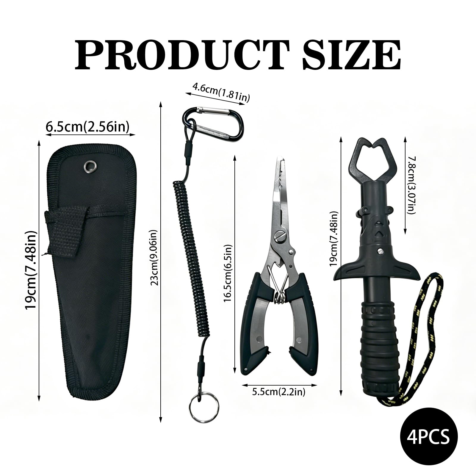 2 Pcs Pinzas de Pesca y Alicate para Labios de Pescado, Herramientas Multifuncionales de Acero Inoxidable para Pesca en Agua Dulce y Salada con Seguridad Tipo de Bobina, Fundas y Cordón — view 2