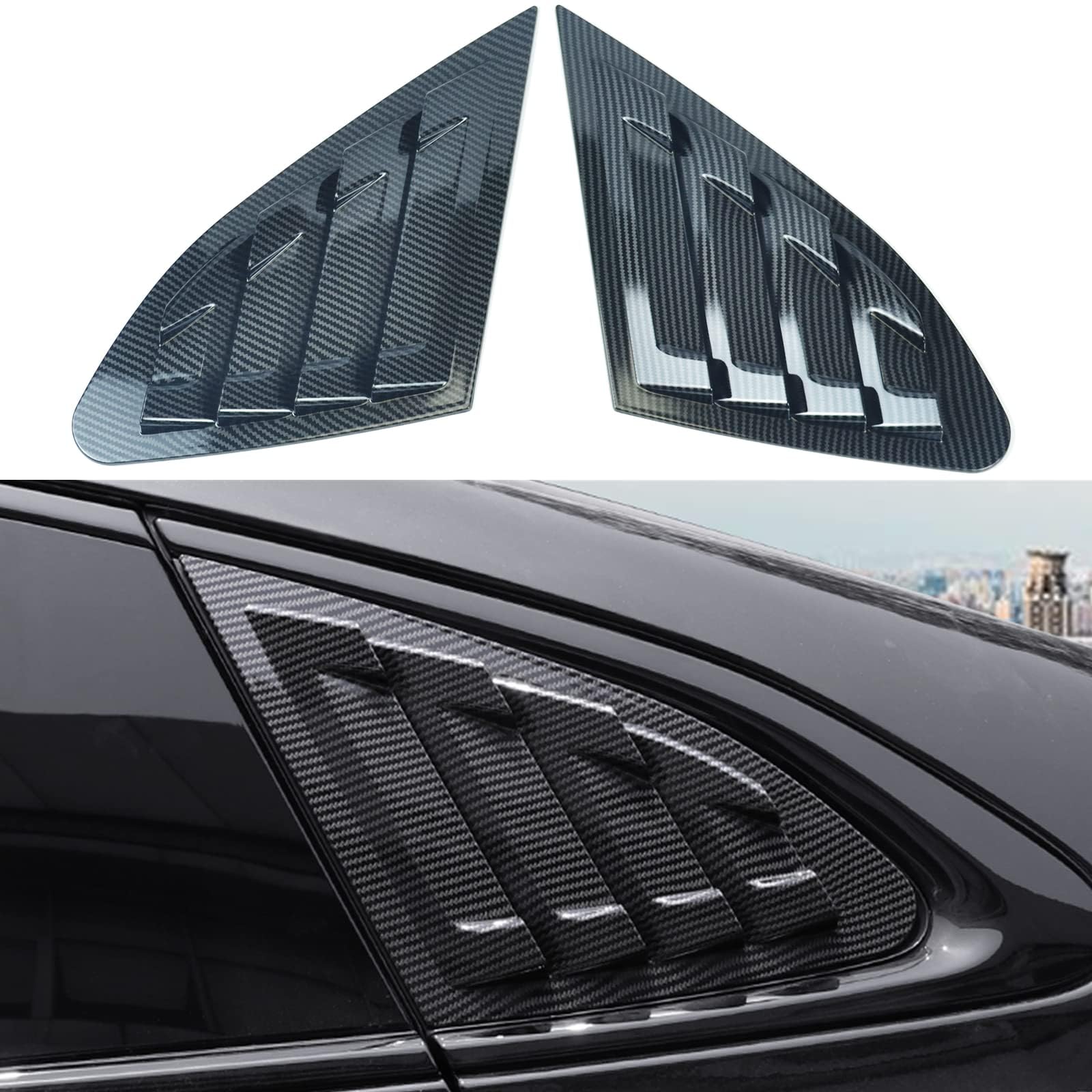 Tailored Car Rear Side Window Louvers for Chevy Malibu 2016-2022,Side Window Louvers Air Vent,Shades Cover Blinds Trim Car Modification Accessories,A/Carbon Fiber
