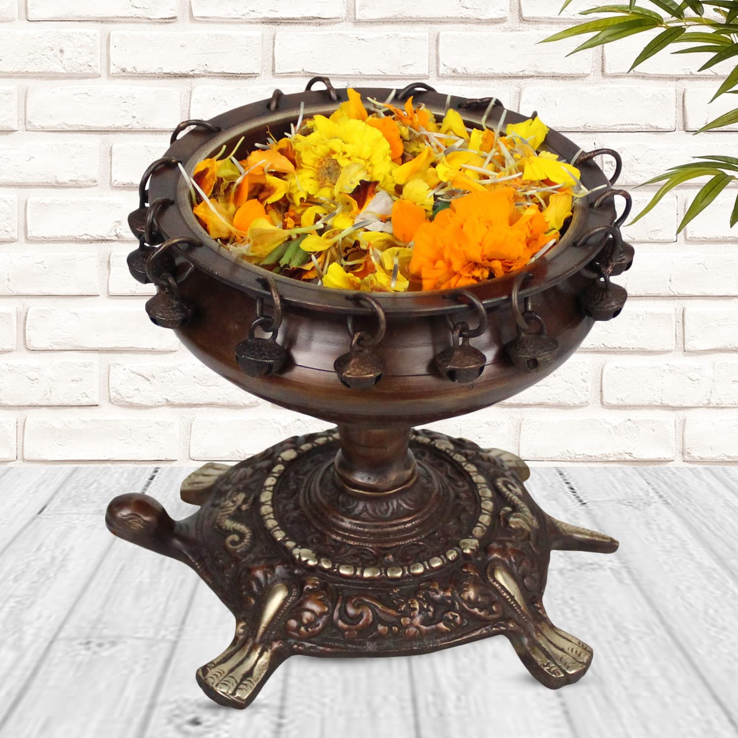 Cuenco de latón para flores flotantes ARTVARKO centro de mesa Fengshui