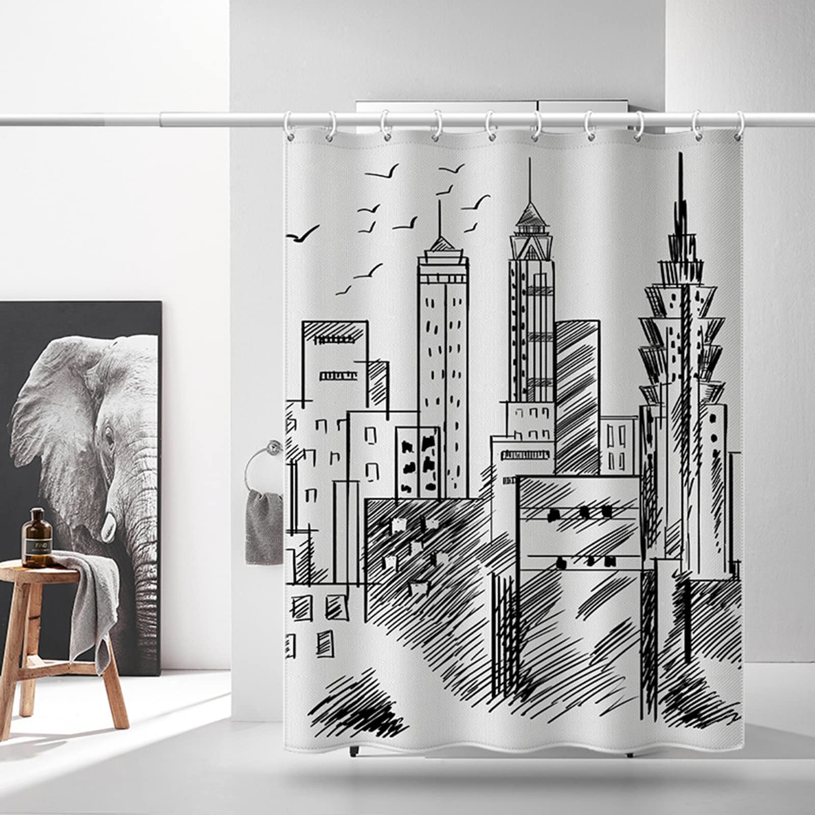 Rideau douche salle de bain KnSam pour une ambiance urbaine et moderne 180x180cm
