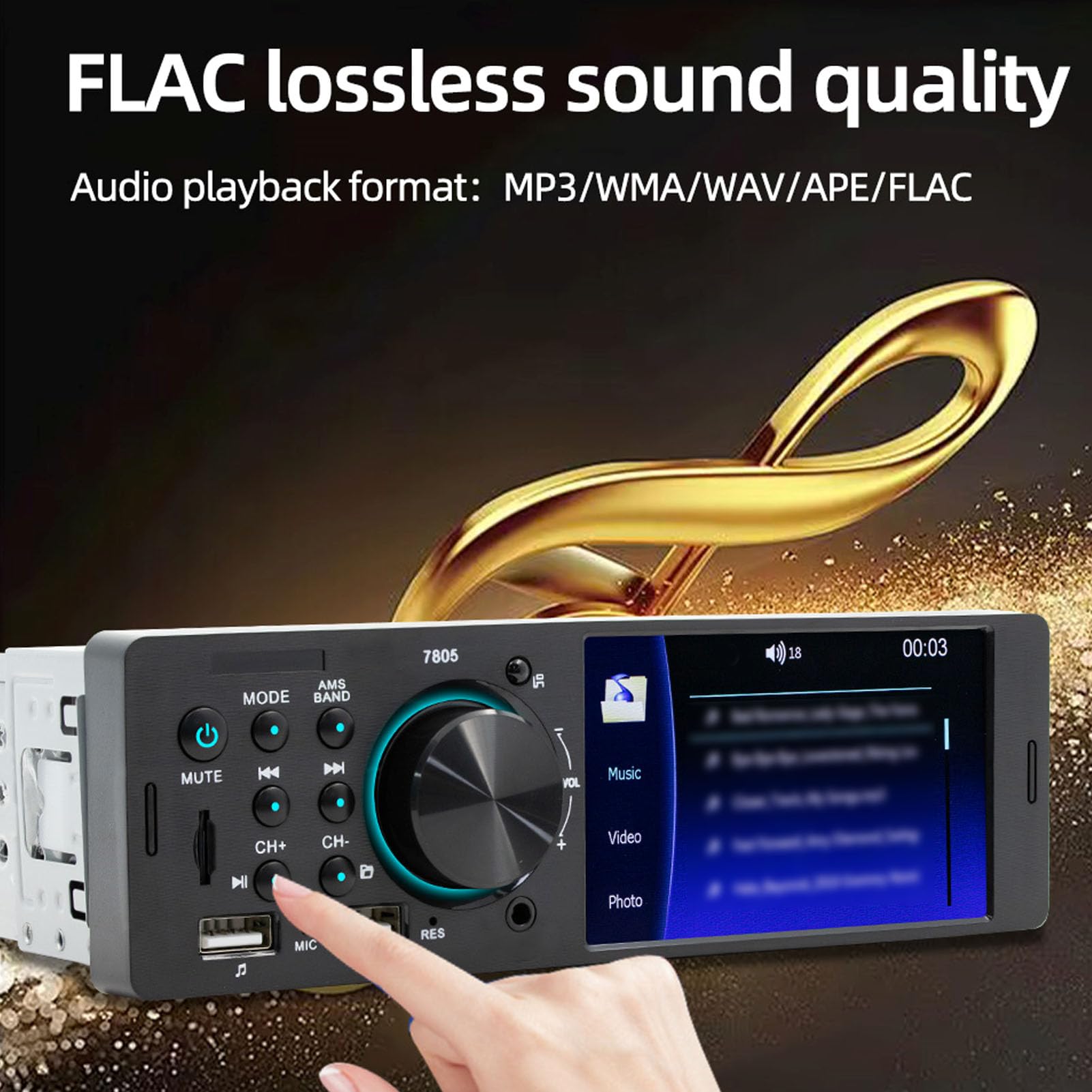 Sxhlseller Samochodowy Zestaw Stereo o Przekątnej 1 DIN z 4-calowym Ekranem HD, Bezprzewodowe Radio Samochodowe Bluetooth, Kamera Cofania, Radio z Pojedynczym DIN, Pilot na Kierownicy do