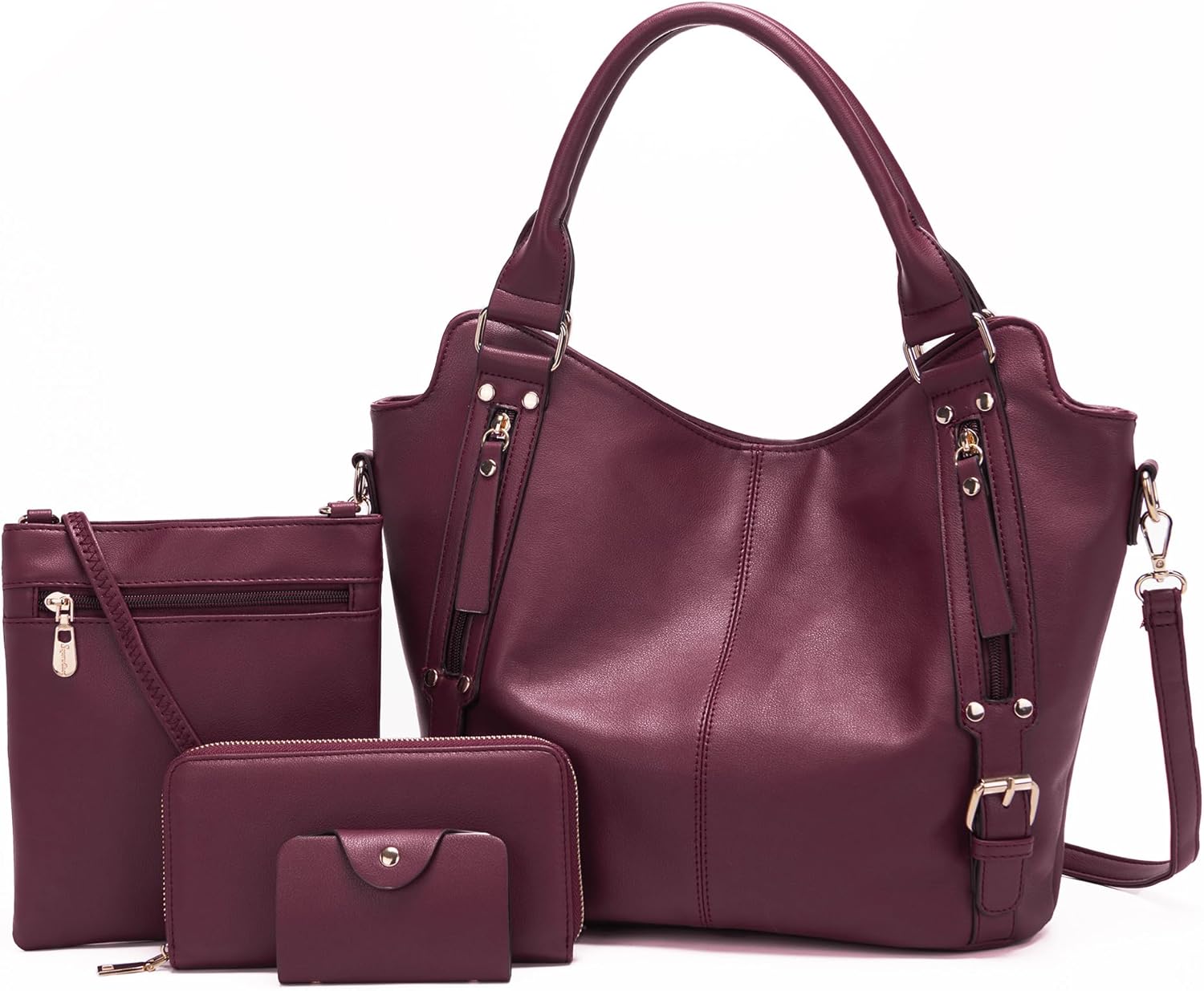 soperwillton Purses for Women Large Shoulder Handbag Tote PU Leather Hobo Crossbody Bag Ladies Wallet Set 4pcs