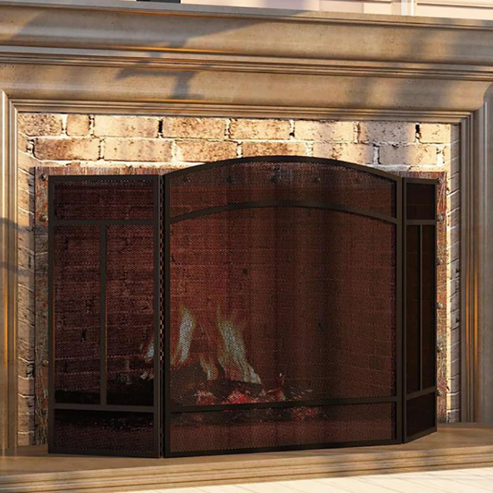 GTPBAO Salvachispas Chimenea Puerta De Pantalla De Chimenea Independiente Plegable, Cortina De Hogar De Estufa De Horno para Estufa De Leña/Cocción De Carbón, 121×74cm