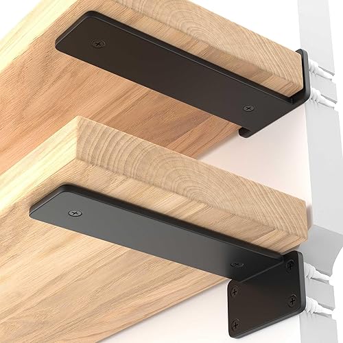 LEOPO Soporte de estante flotante de 6 pulgadas, soporte de estante industrial rústico de 14 de pulgada de grosor, soporte de estante de metal