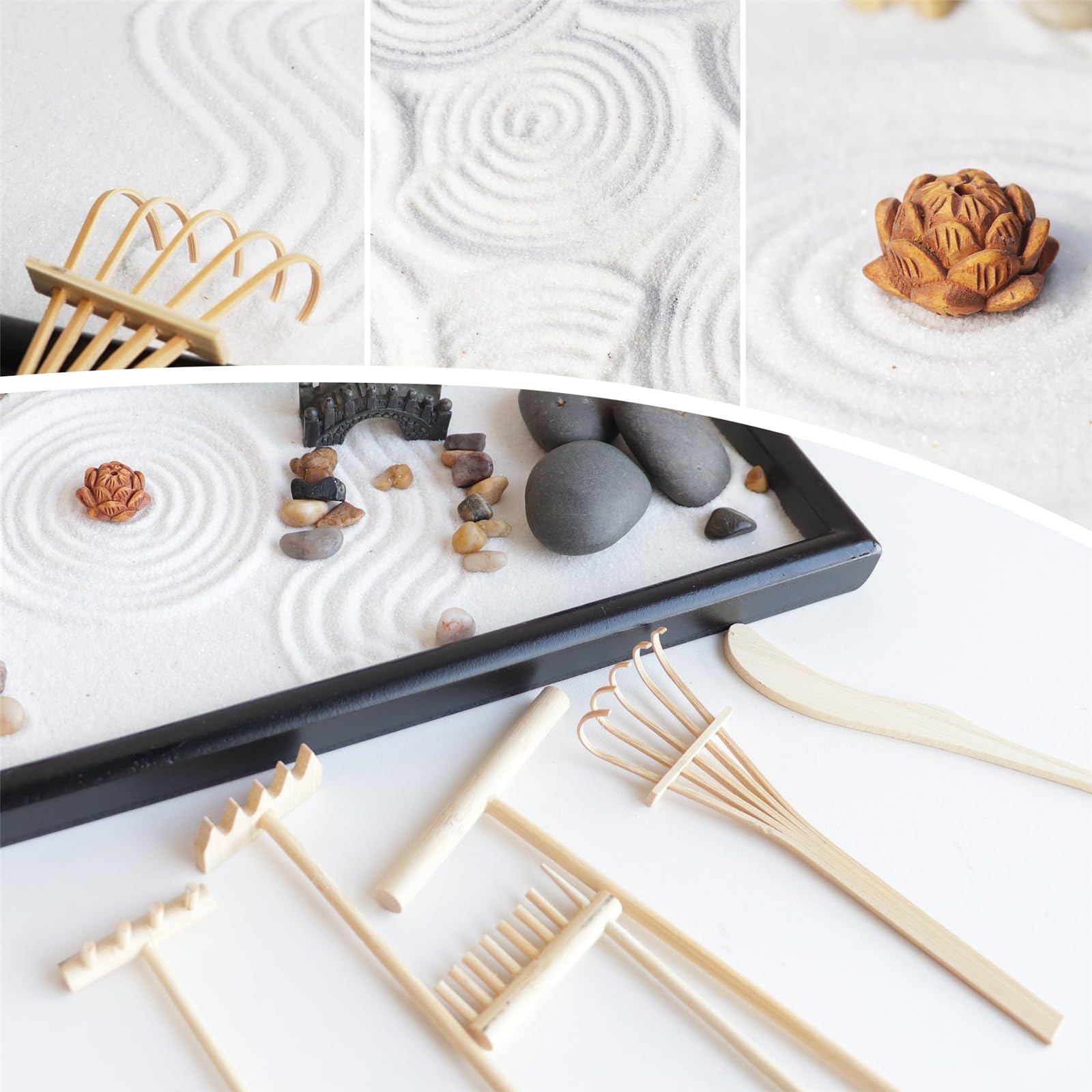 PANFHGFG Set creativo scatole da giardino con arte della sabbia in miniatura per decorazioni personalizzabili e spazio personale per relax a casa, ufficio, scatola sabbia da scrivania