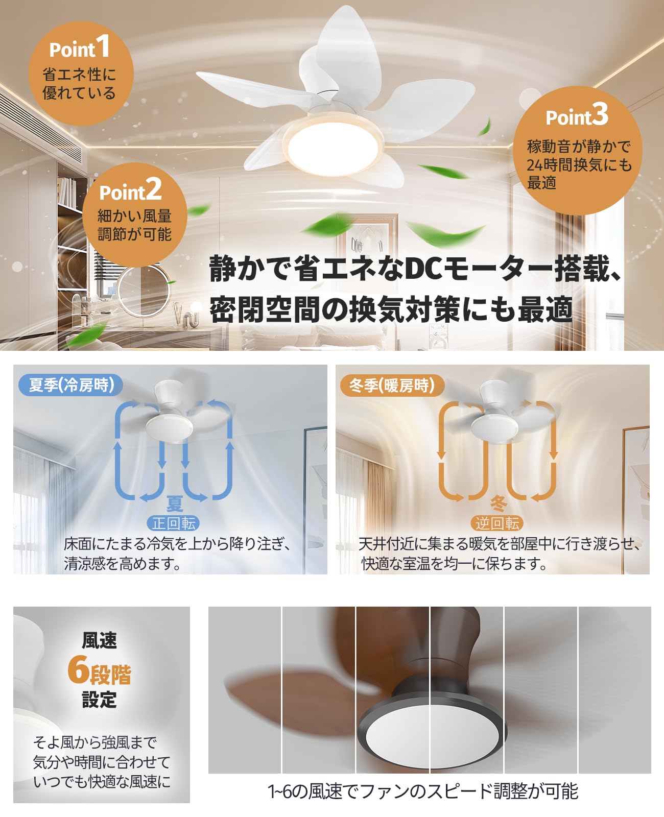 Amazon.co.jp : ATOPSUN シーリングファンライト 天井照明 5枚羽根 52W
