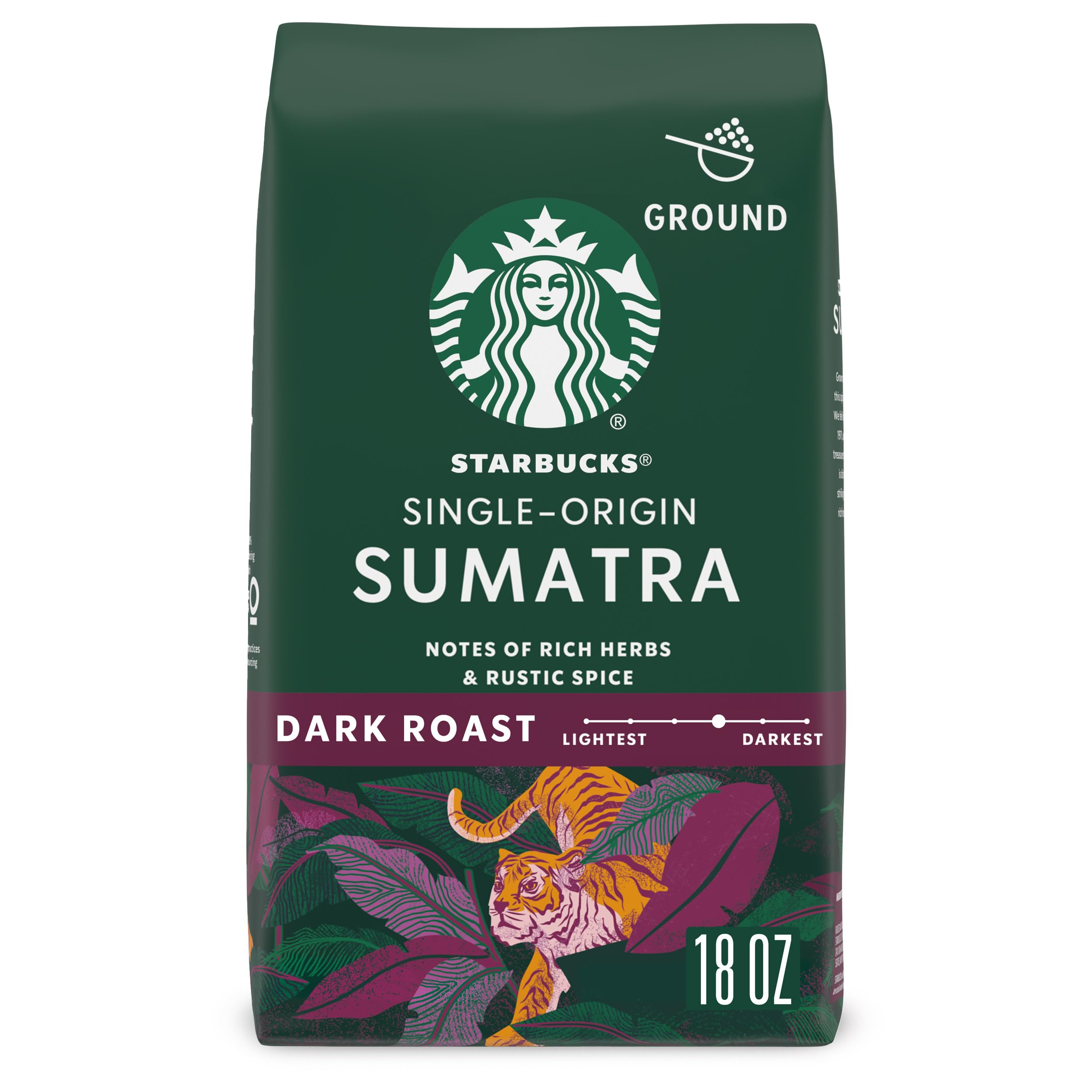 Starbucks Ground Coffee, Dark Roast Coffee, Sumatra, 100% Arabica, 1 bag (18 oz)