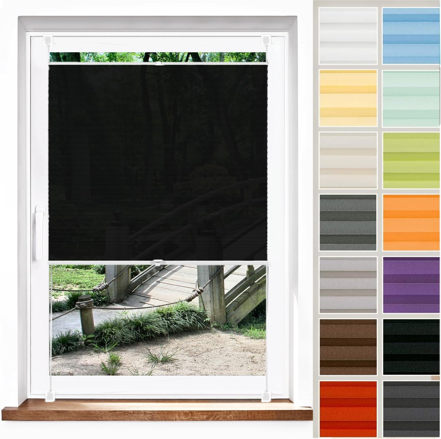 Estor Enrollable Noche y Día a Medida 36 x 95 cm, sin Taladrar Bloquea La Entrada de La Luz, Tela Oscurecedora Ventana Portátil, Estor para Ventana Opaco, para Ventanas, Puertas, Negro