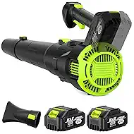 OneBird Cordless-Leaf-Blower-Portable dust Cleaner Handheld-Turbo-Jet blower-650CFM/650000PRM Electric Leaf Blower with 2 X 4.0Ah Batteries and Charger, 3 Speed Modes, Brushless Motor for Laptop Green