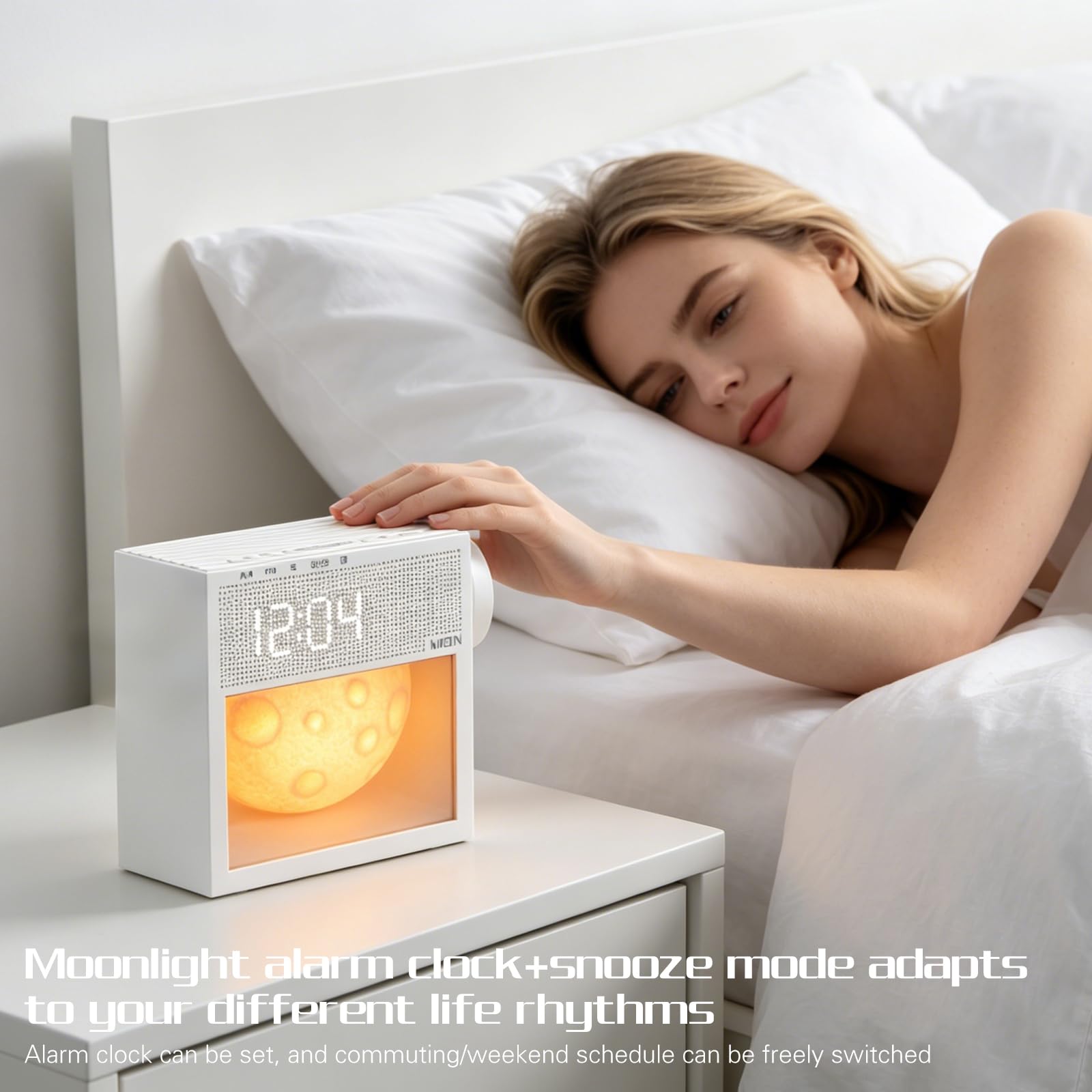 Despertador Amanecer, Despertador Luz Natural, Lampara Amanecer | 3 Niveles De Luminosidad, Despertador con Luz De Amanecer, 20 Sonidos Naturales, Luz Nocturna Regulable – para El Dormitorio.