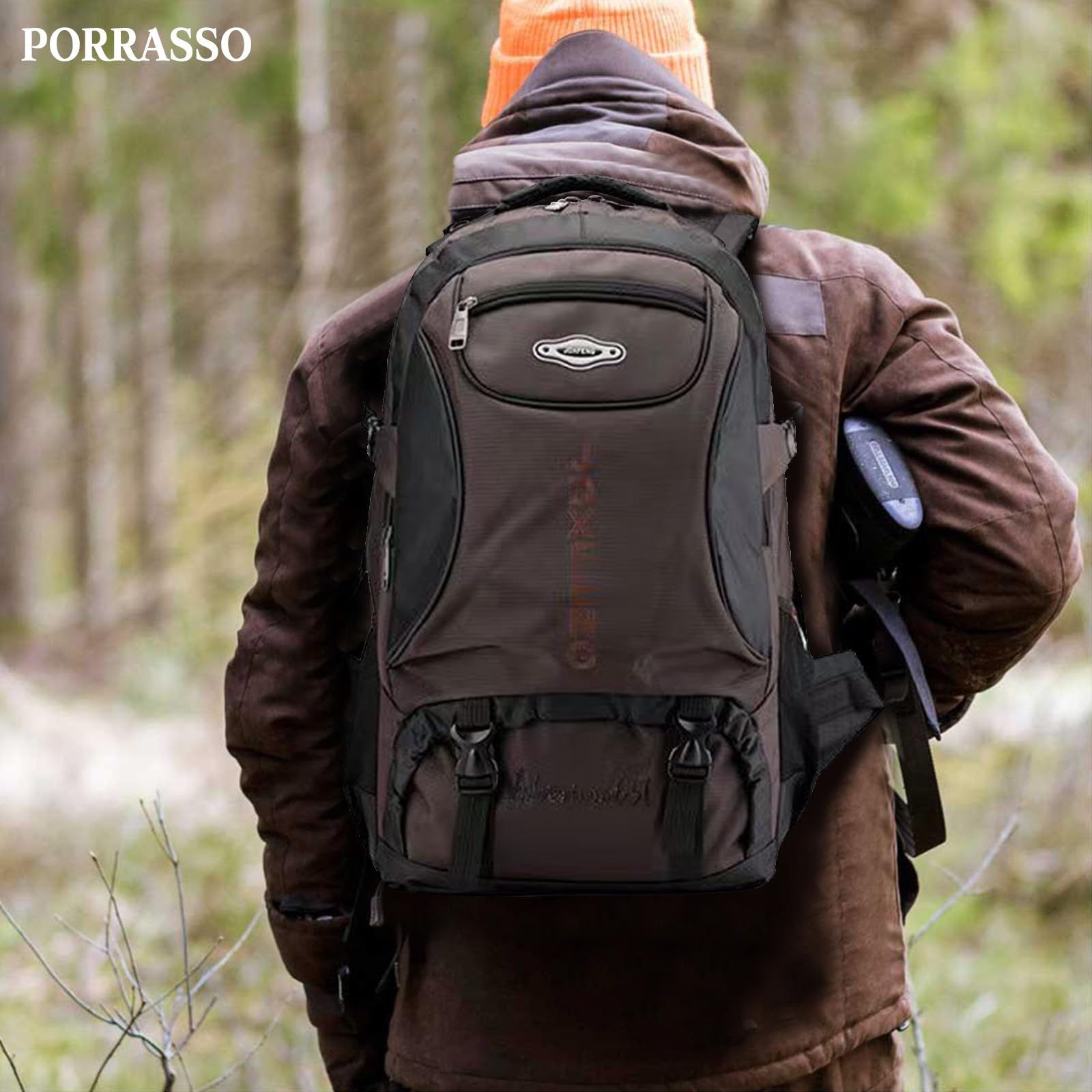 Zaino da Trekking Impermeabile 50/65/85 L Zaino Zaini Durevole Backpack per Donna Uomo Campeggio Arrampicata Viaggio Sport Marrone Scuro C