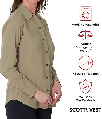 Miniatura 2 de SCOTTeVEST Sabrina - Camisa para mujer, 6 bolsillos ocultos, ligera, de secado rápido, casual, para viajes y más