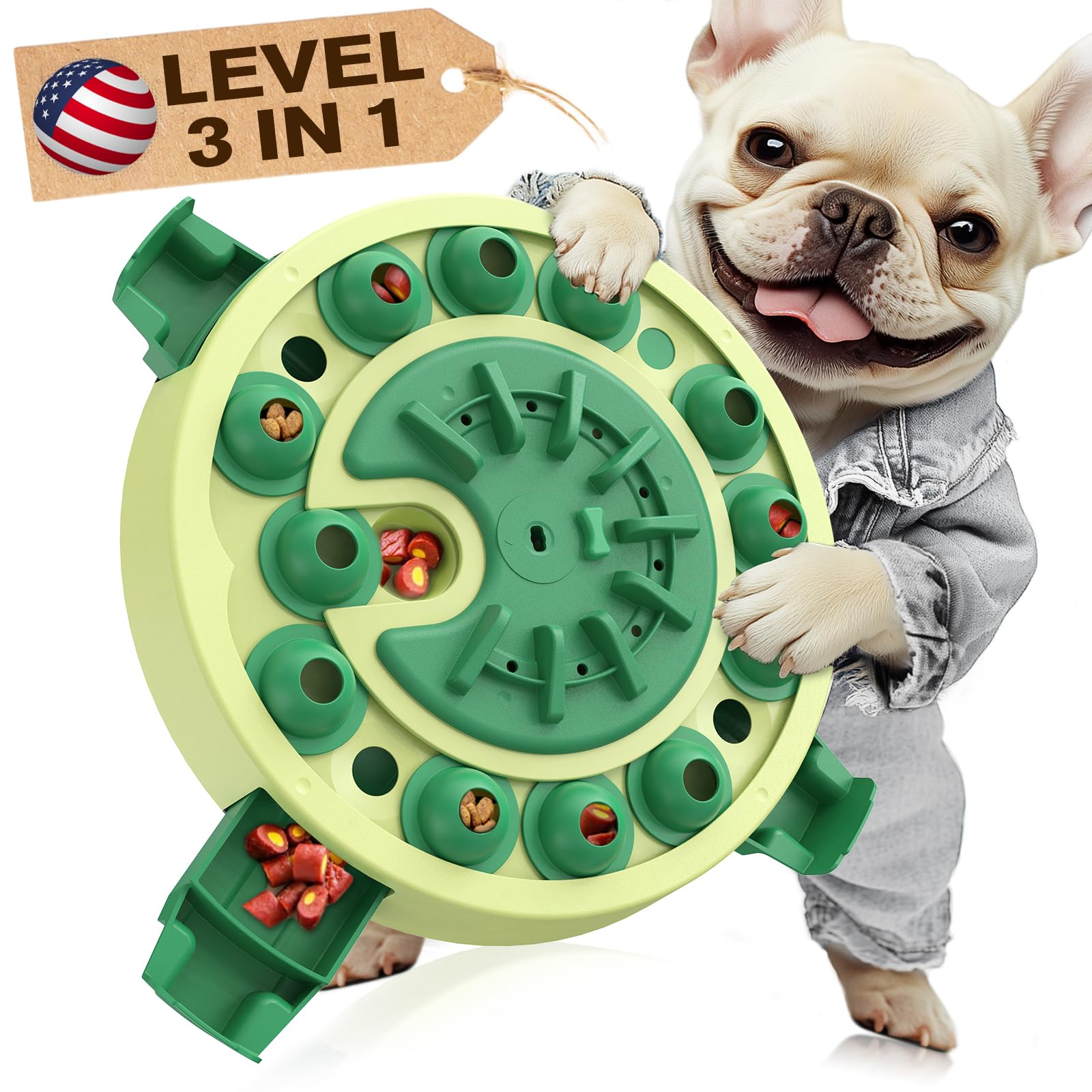 KADTC 3 Levels of Step-by-Step Challenge Dog Puzzle Toy 4 Ways to Play - U S Brand Design