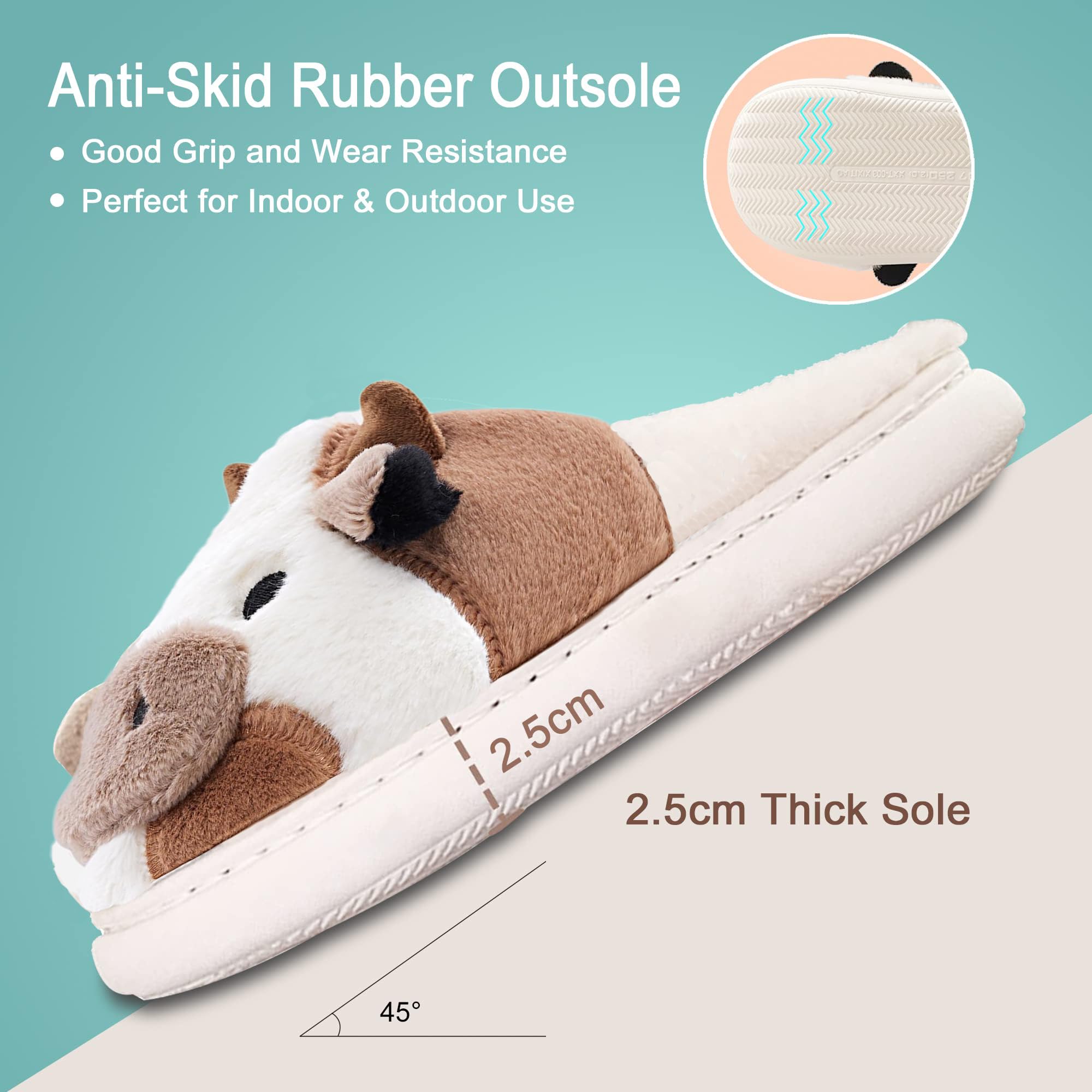 Coswind Pantofole Donna Uomo Invernali Ciabatte di Mucca Caldo with Memory Foam Cartone Animato Sliders Morbido Peluche Interno Esterno Slippers