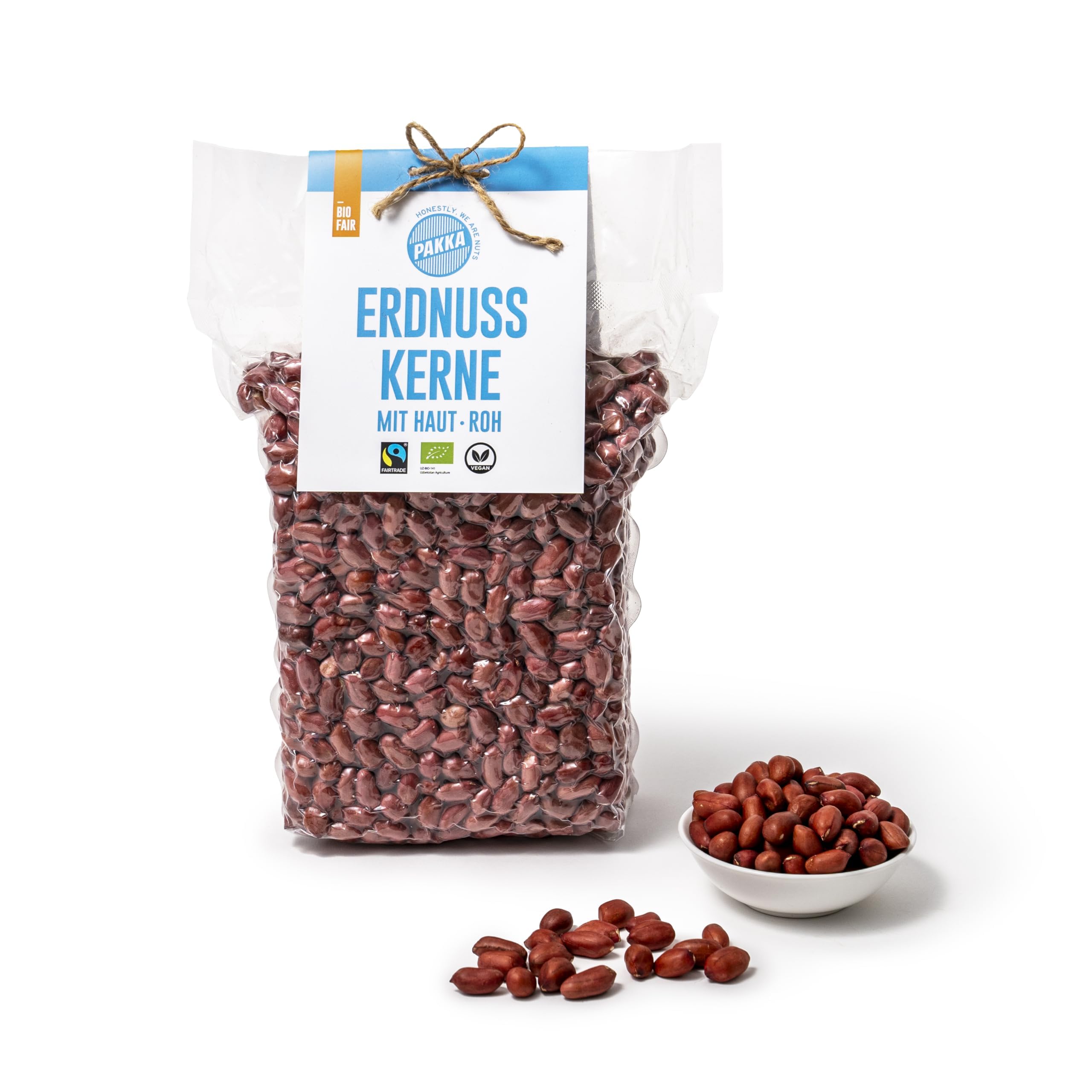 Cacahuetes crudos ecológicos comercio justo con piel roja 1 kg de pequeños agricultores de Uzbekistán veganos