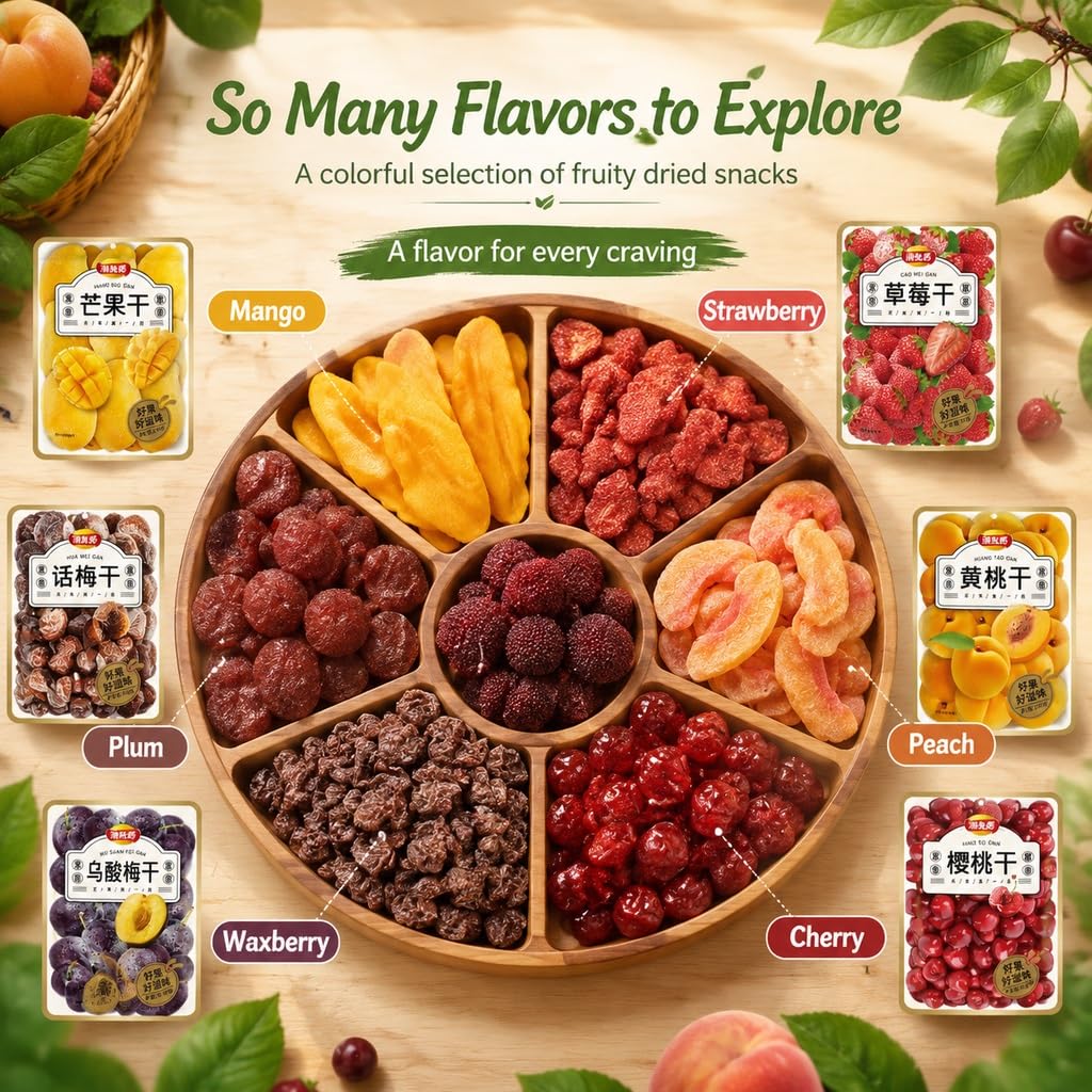 Bocadillos Secos De Frutas Mixtas, Paquete 30 (70 G/bolsa), Variedad 5 Sabores: Fresa, Mango, Ciruela, Conservas Naturales, Bocadillo Tarta Dulce Masticable(Flavor 2)