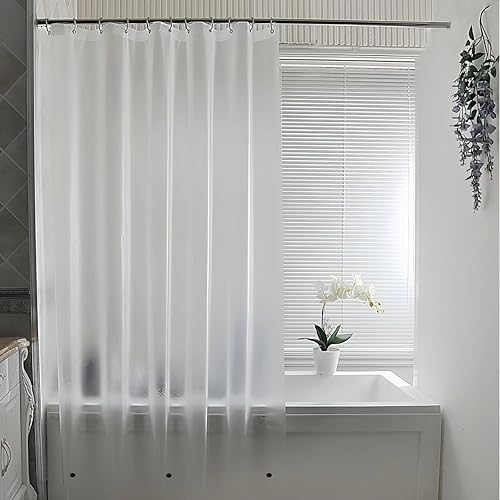 Vista 8 de Forro de cortina de ducha extra ancho de longitud corta de 65 pulgadas de largo x 180 pulgadas de ancho para bañera con patas de garra, forro