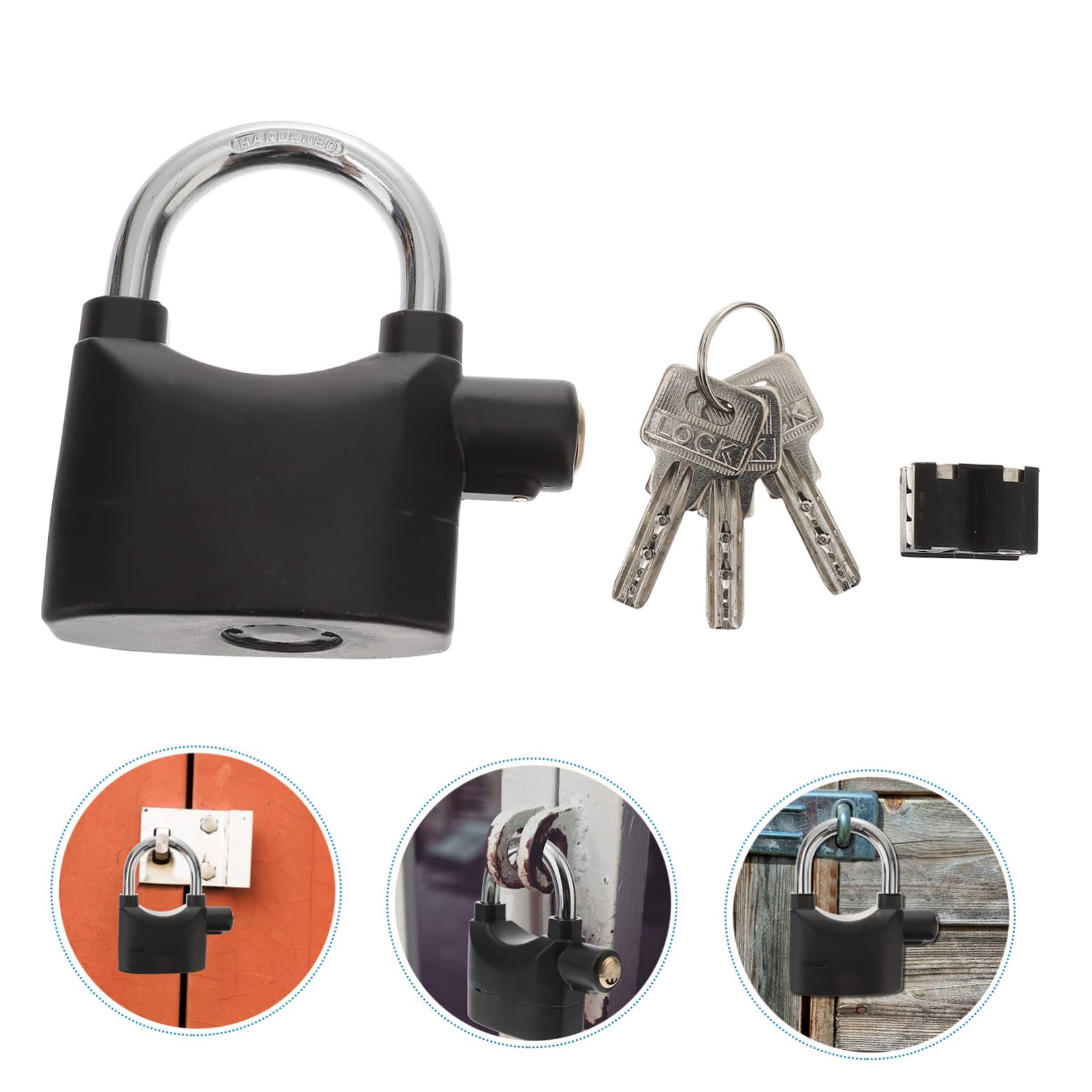 TOYANDONA Lot de 2 Cadenas U pour Vélo Alarme Intégrée et 3 Clés, Alliage D'aluminium Noir, pour Portes Coulissantes et Fenêtres Sécurisées