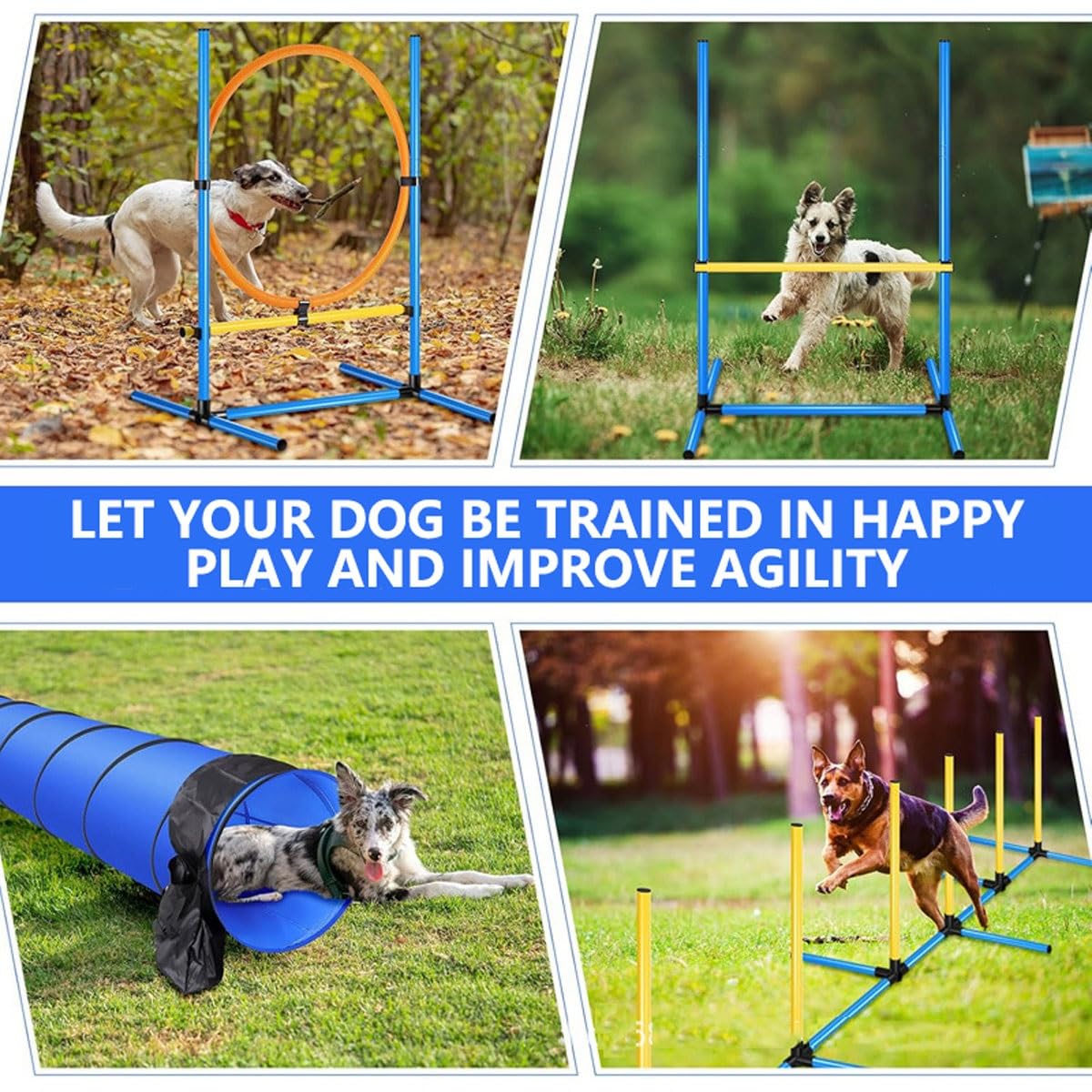Dog Agility Training Equipment Set,Portable Dog Agility Course Backyard Set with 9ft Dog Tunnel, Weave Poles, Hoop Dog Jumps,Dog Training Kit for Indoor & Outdoor - image 7