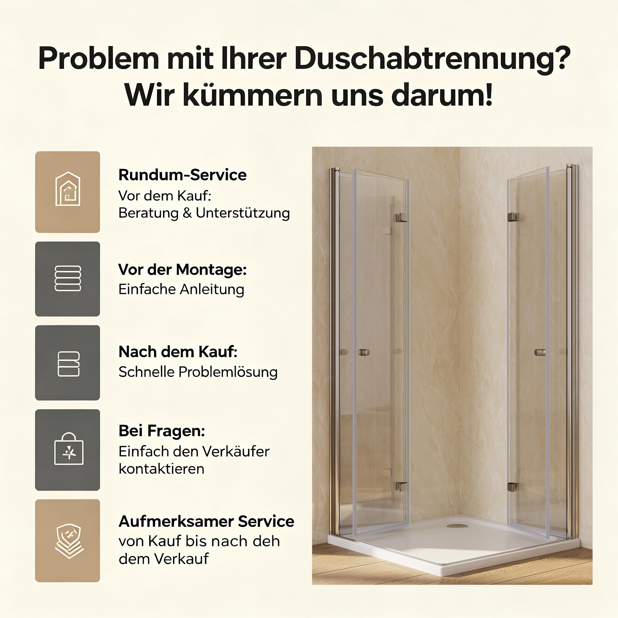 Duschkabine Falttür 90x90 cm Eckeinstieg, 185cm Höhe, mit doppelten faltbaren Duschtüren aus 6 mm ESG-Glas für Dusche, 180º Duschabtrennung Faltbar, ohne Duschtasse