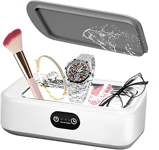 Jewelry Cleaning Ultrasonic Machine with 3 Modes Timer, 40W 22oz (640ml) 49KHz Portable Professional Jewelry Cleaning Ultrasonic Eyeglass Cleaner for Watches, Dentures, Ring, Razor,Makeup Brush
