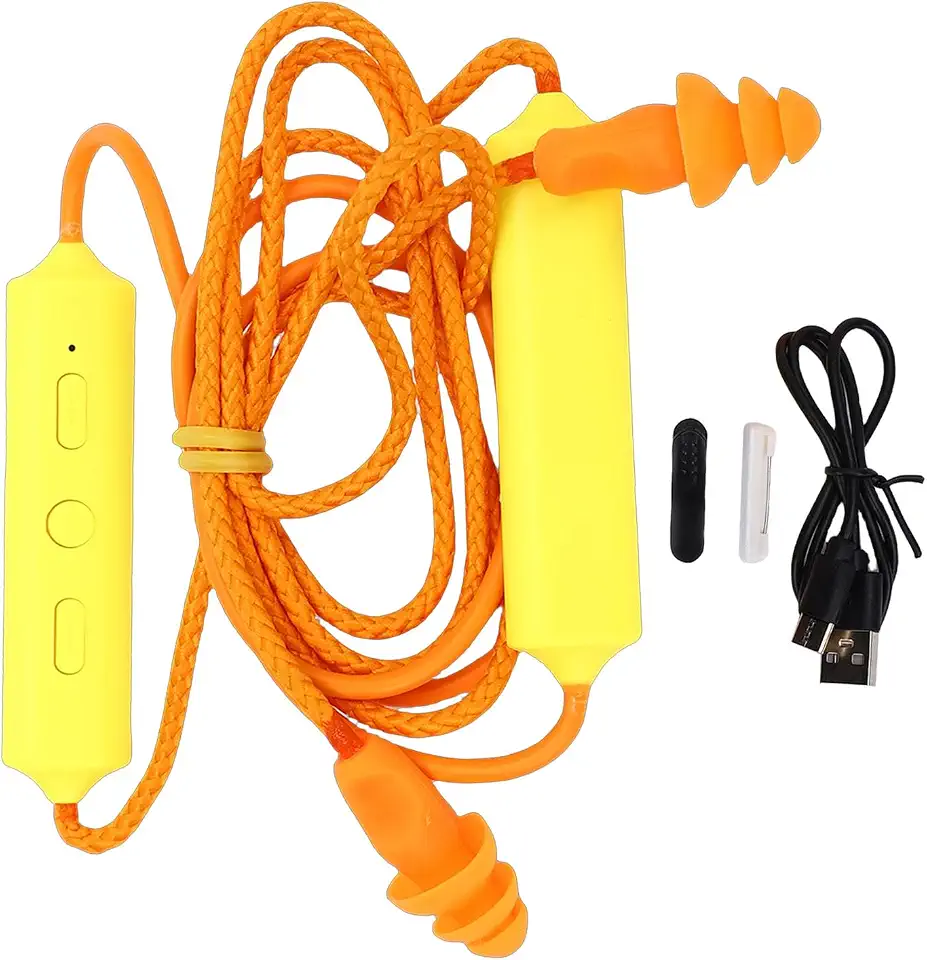 GOWENIC Fones de Ouvido Bluetooth para Trabalho, Fones de Ouvido Com Redução de Ruído de 29dB para Trabalho, de Com Faixa de Pescoço Sem Fio Recarregáveis, de (YELLOW)