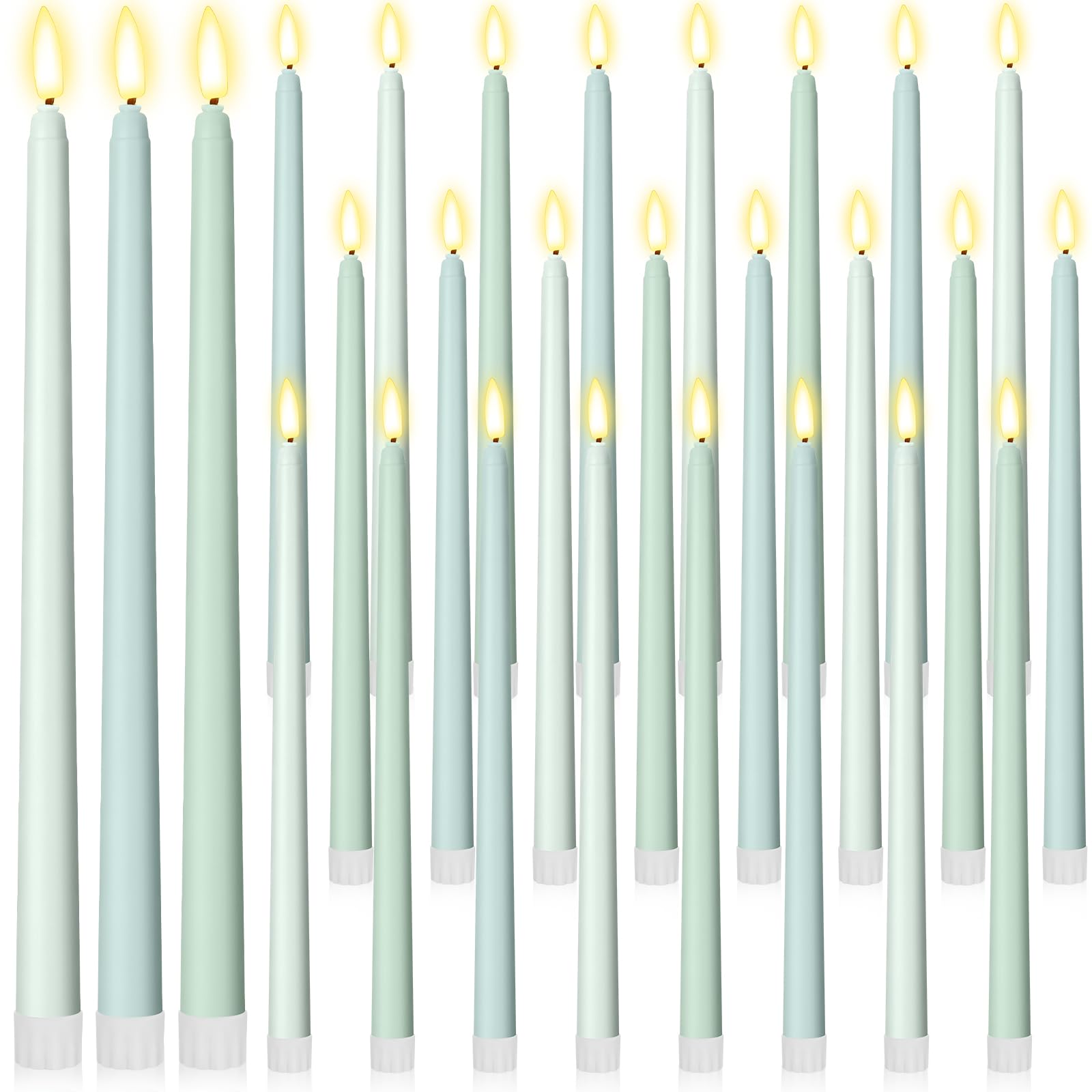 Macarrie 24 Packs Flameless Taper Candles Battery LED 11",Morandi Blue