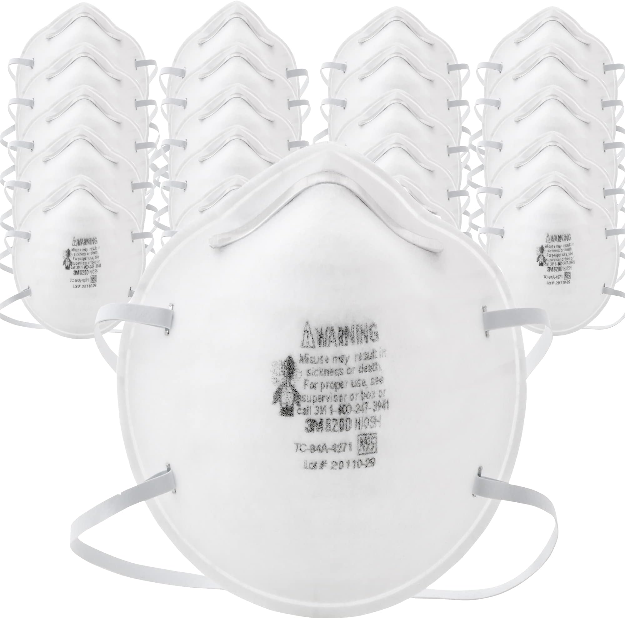 3M 8200 N95 Disposable Particulate Respirator, Pack of 20, NIOSH APPROVED