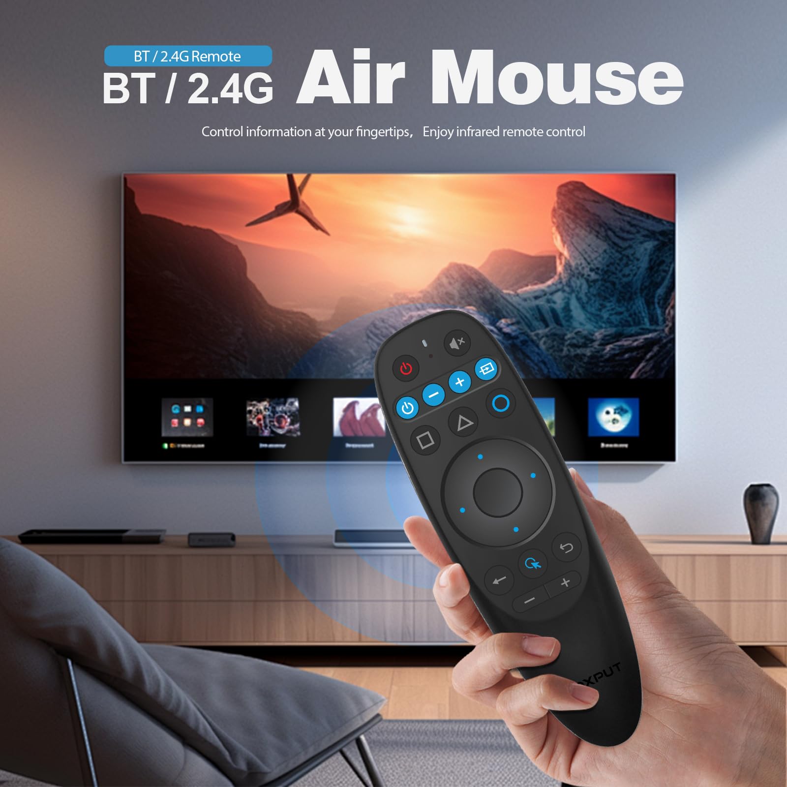 BPR2S Plus pilot zdalnego sterowania z myszą powietrzną, pilot głosowy Bluetooth, obsługuje 2,4 G RF, wyposażony w 6-osiowy żyroskop, obsługuje 4-klawiszową izolację podczerwieni, odpowiedni do