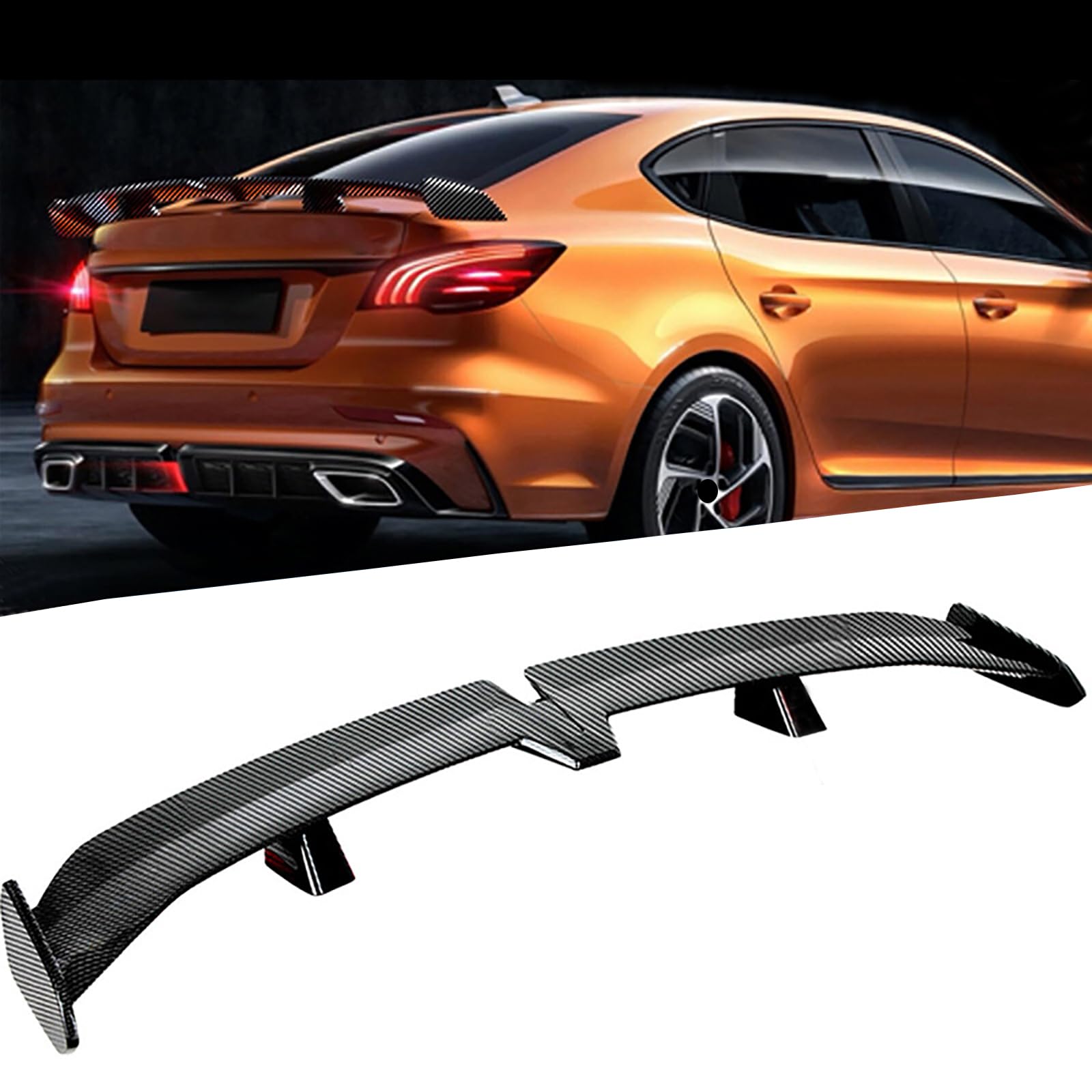 Car Rear Spoiler, Compatible for Geely EC8 2010-2016, Sedan Rear Spoiler, Fixed Wing Deviation Splitter, 2-Carbon Fiber Look