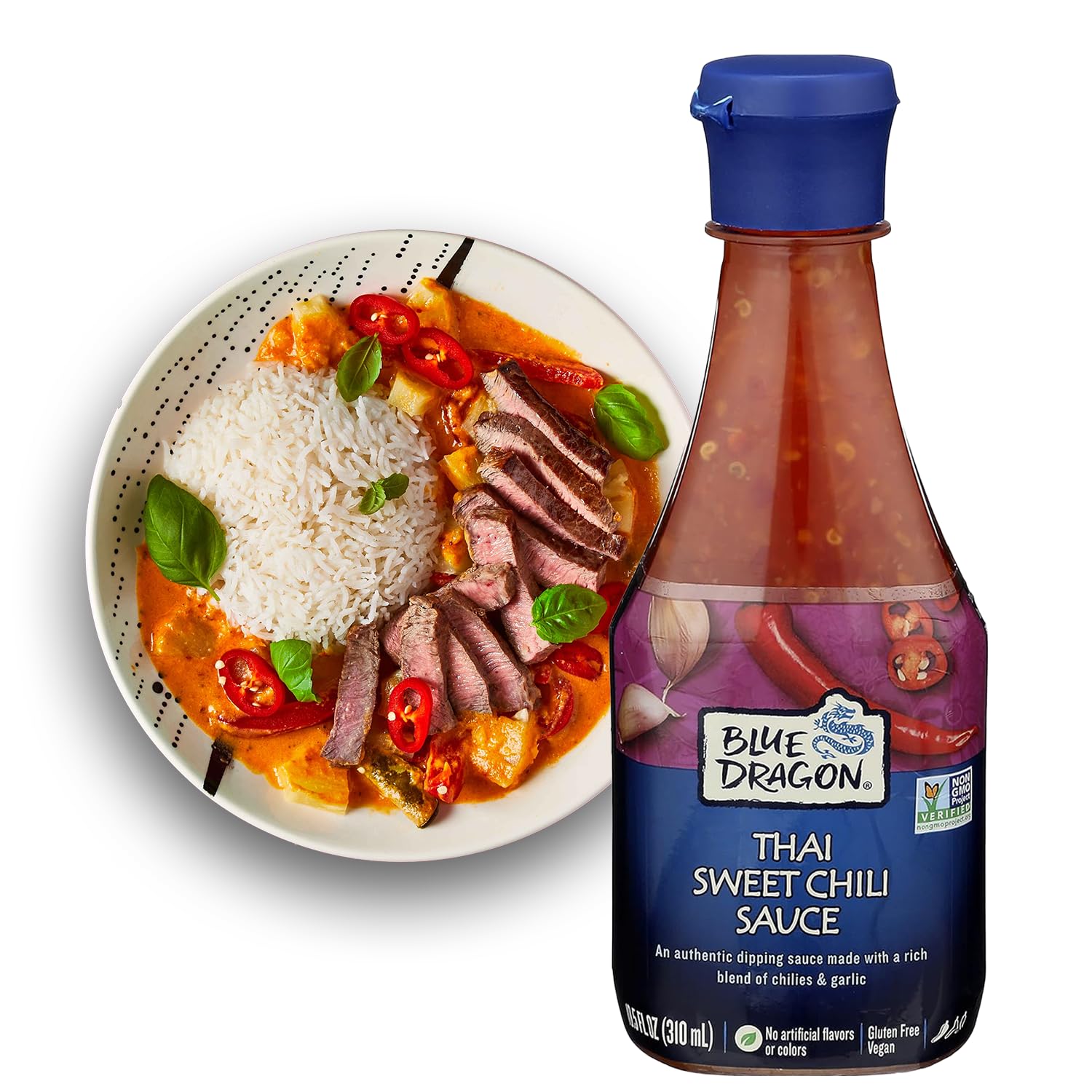 Blue Dragon Thai Sweet Chili Sauce, 10.5 Oz (Pack of 1), Dipping Sauce, Marinade, Squeezy Bottle, Gluten Free, Vegan