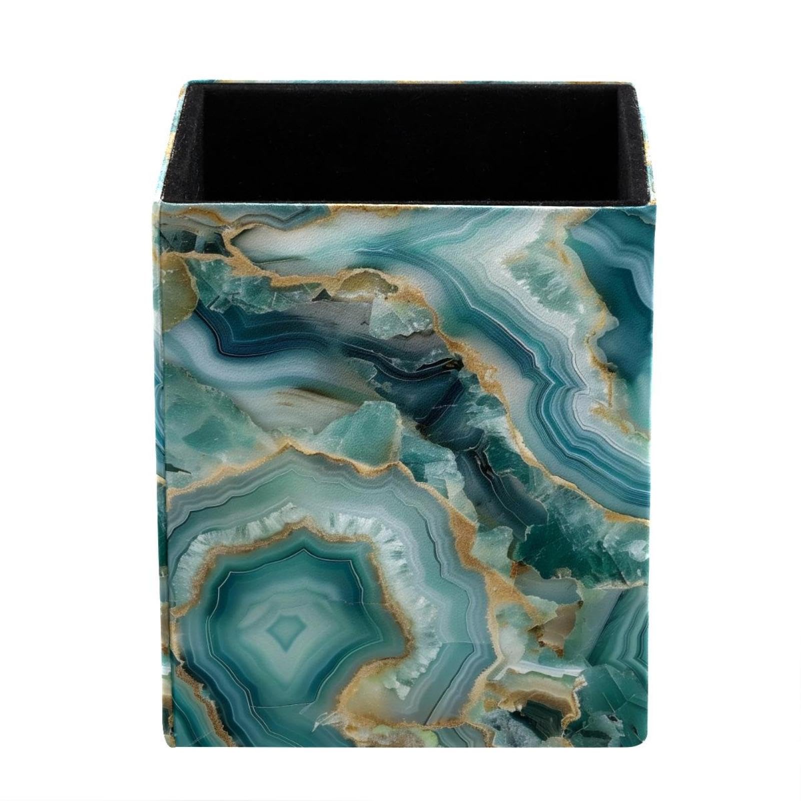 FWJZDSP Pencil Holder, Teal Agate Pen Cup Makeup Brush Holder, Desktop Organizer Storage Case Stationery for School Home Office Supplies