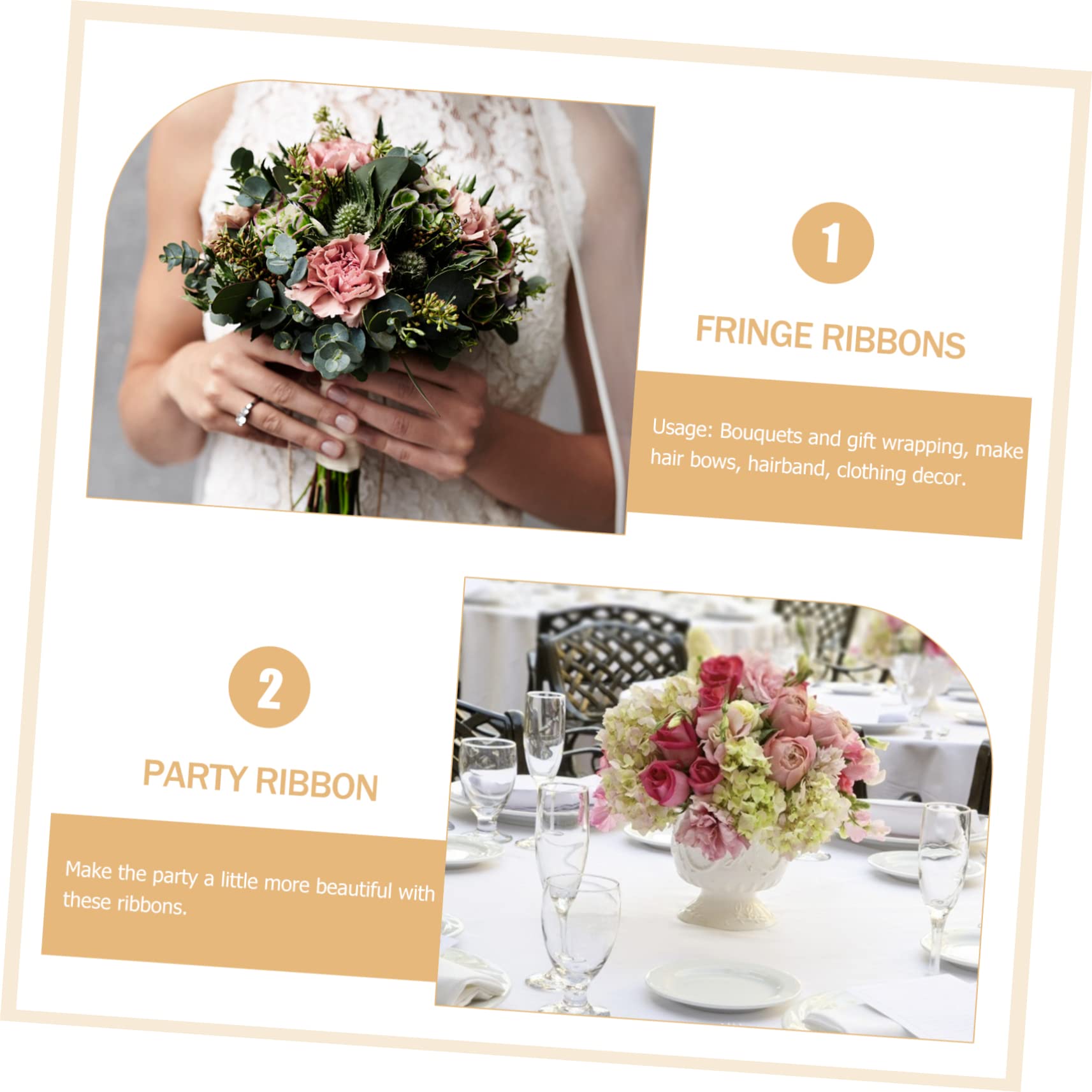 SHINEOFI 12rollen Handgemachte Fransen-bänder Für Hochzeitsdekoration Chiffon-ribbons Für Blumensträuße Geschenkverpackungen Und -projekte Yards