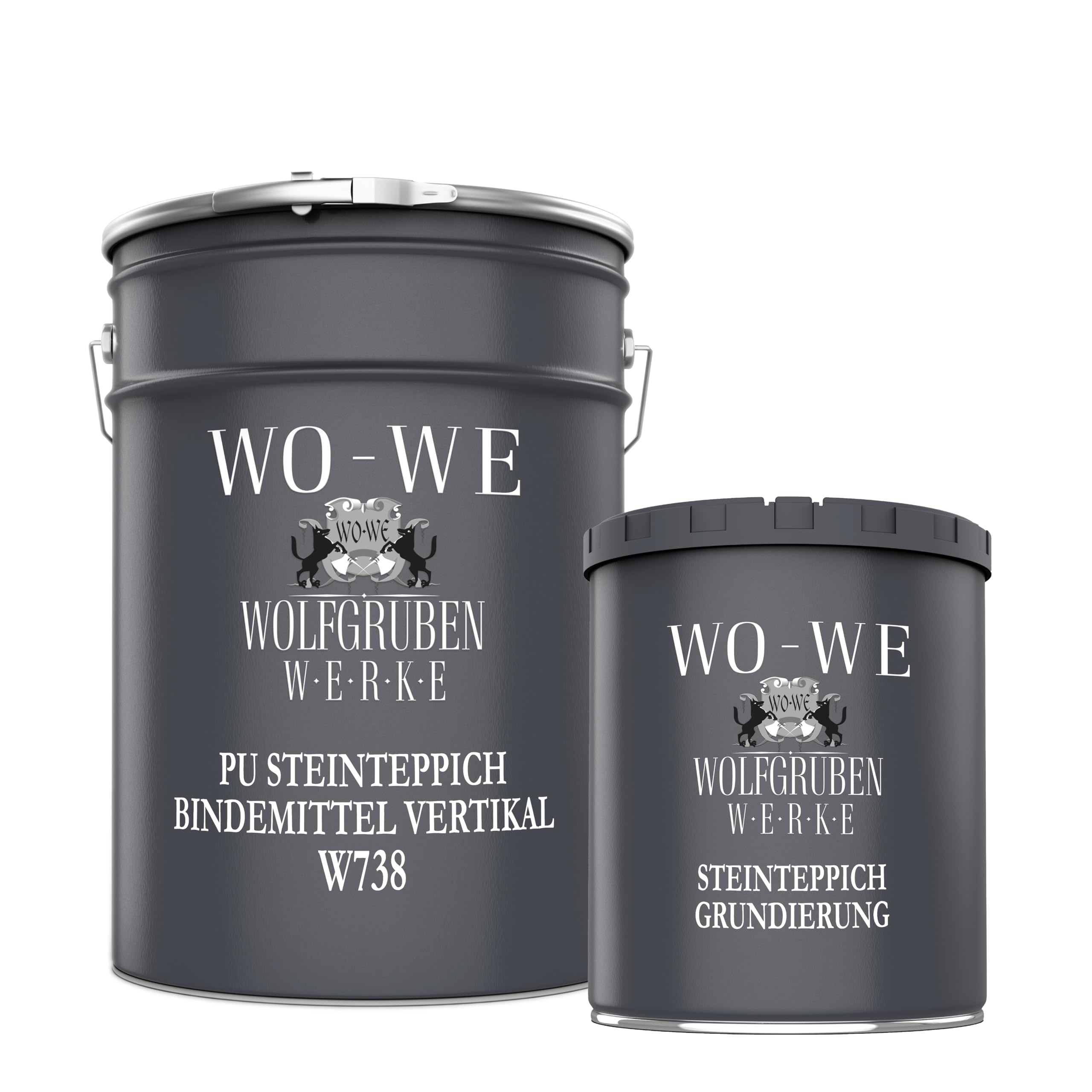 WO-WE PU Steinteppich Bindemittel Vertikal 3Kg + Grundierung 1Kg | Set für Wand Treppe Sockel W738