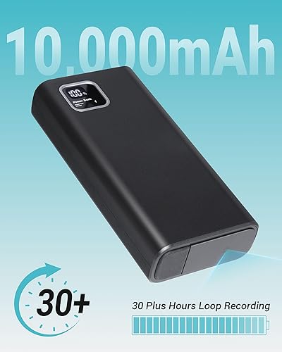 Miniatura 7 de Cámara de seguridad pequeña 2K HD con detector de movimiento, banco de energía con sensor de gravedad de visión nocturna, grabación en bucle, 10,000