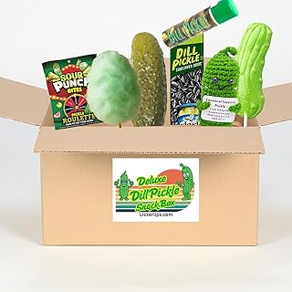 Dill Pickle Gift Box – Funny Pickle Lover Snack Pack with Candy, Whole Pickle, Lip Balm & More – Unique Gag Gift for Men, Women, Teens