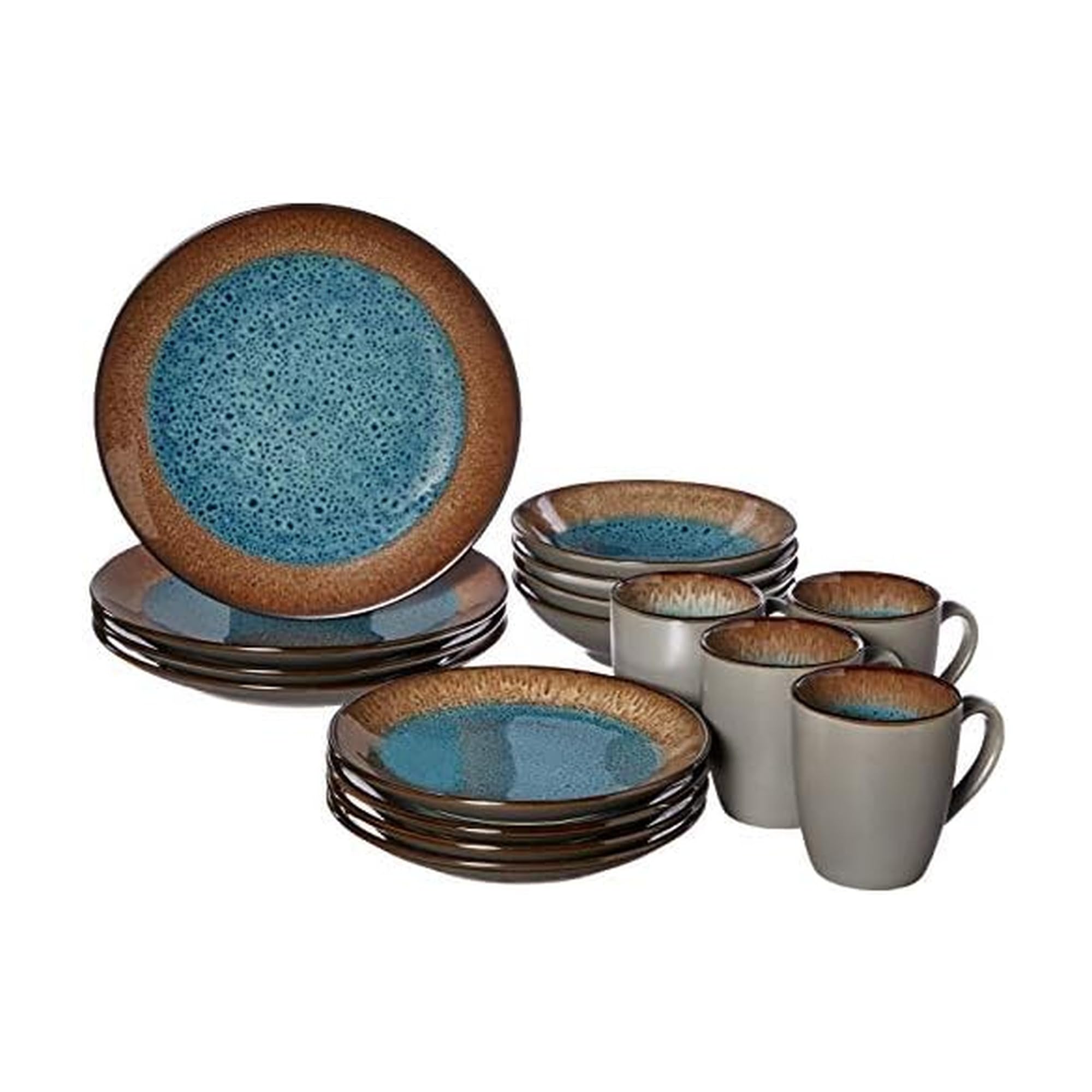 5239319 Monroe Blue 16-Piece Dinnerware Set, Assorted