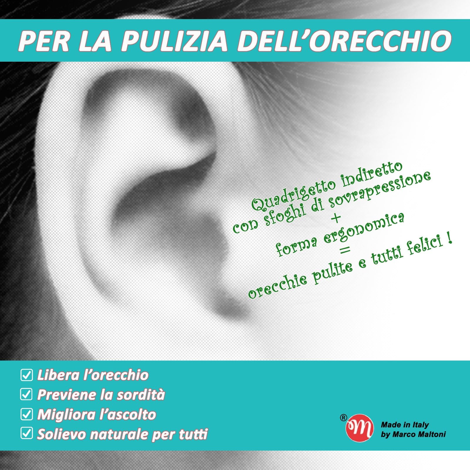 IL Lavaggio Orecchie OtOkay by Marco Maltoni – 3 Morbide Punte a Getto Quadruplo Indiretto con Sfoghi di Sovrappressione e 1 Siringa da 20 ml