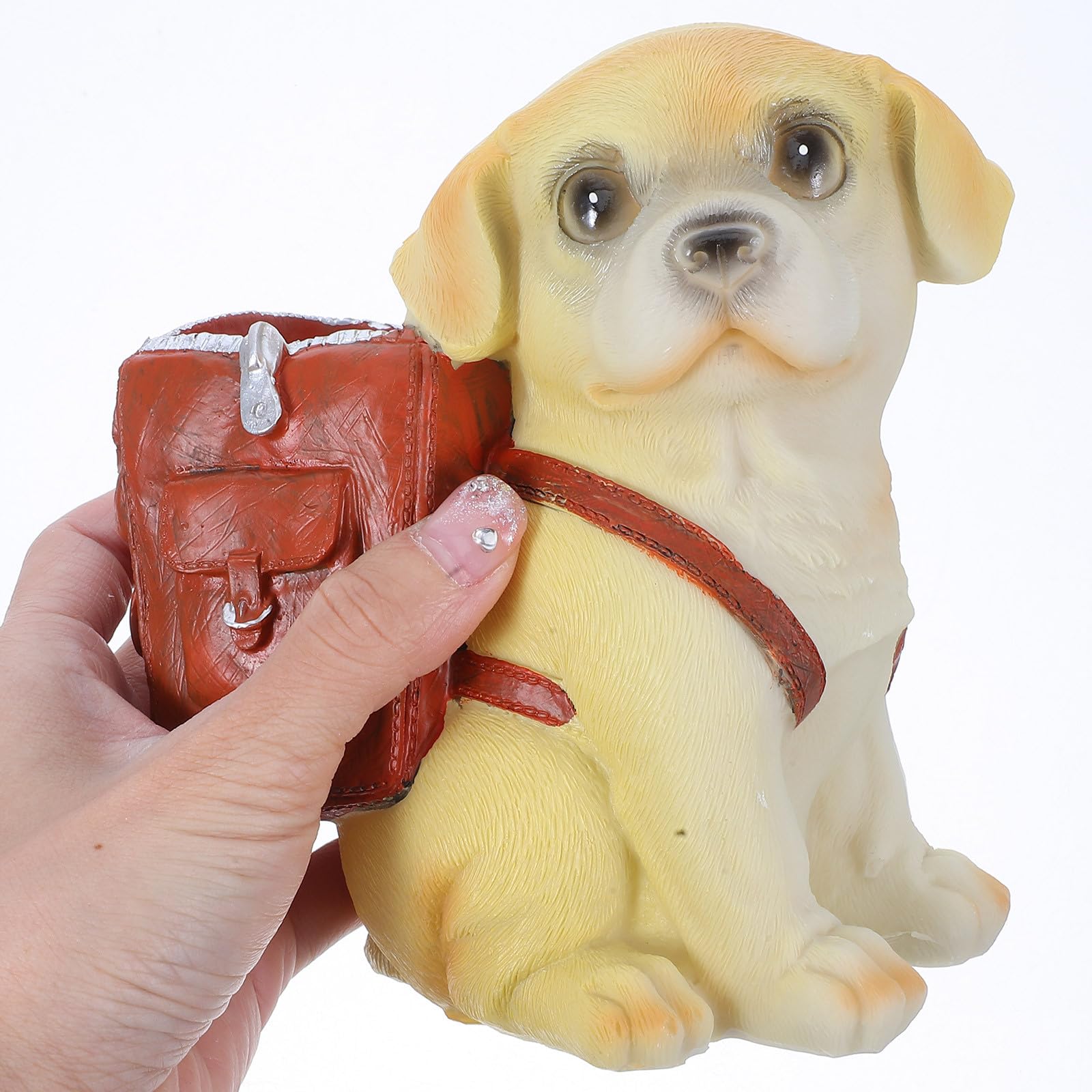 Ciieeo Portapenne Scrivania in Resina a Forma di Cane da Riporto Marrone, Decorazione Graziosa e Compatta per Ufficio, Organizzatore Cancelleria Versatile per Casa e Studio