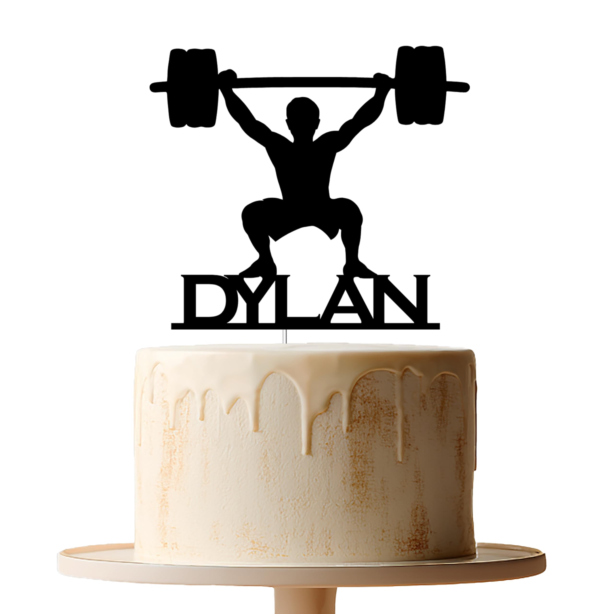 Personalised Male Weightlifter Card Cake Topper, Birthday, Celebration, Decoration, Weights, Gym, Exercise, Fitness