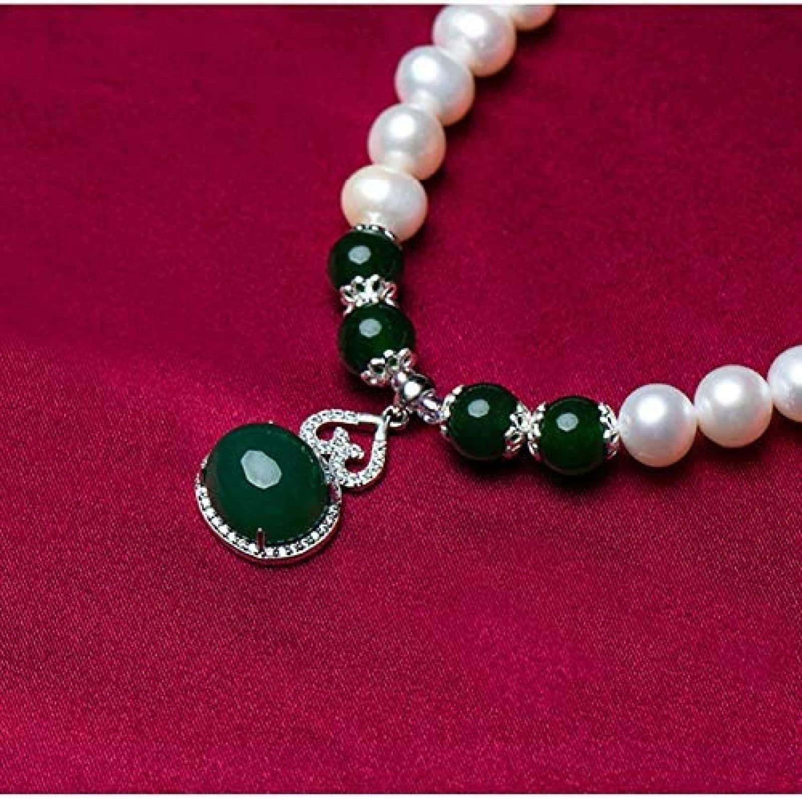 Weiße Süßwasser-Zuchtperlenkette, 8–9 mm Perlenkette, Armband, Ohrringe, Schmuckset, C, 48 cm