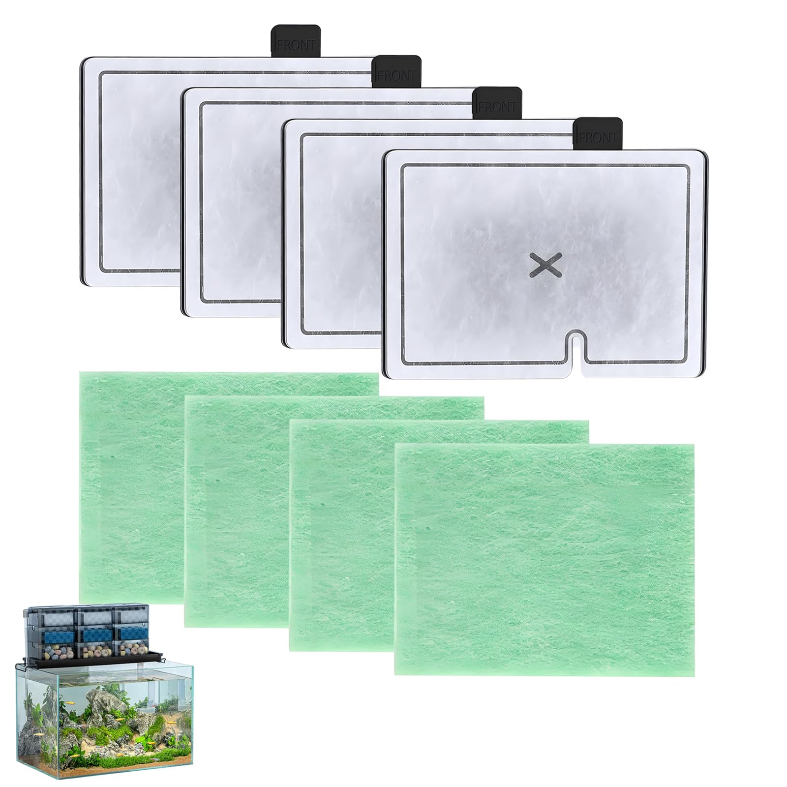 CF1 Fish Tank Filter Cartridges, Fish Tank Filter Cartridges Kit for Aquarium 4 Month Service Internal Replacement Cartridges for Interpet CF1 Filter (4 X Filter Cartridges, 4 X Algaway Pads) ﻿