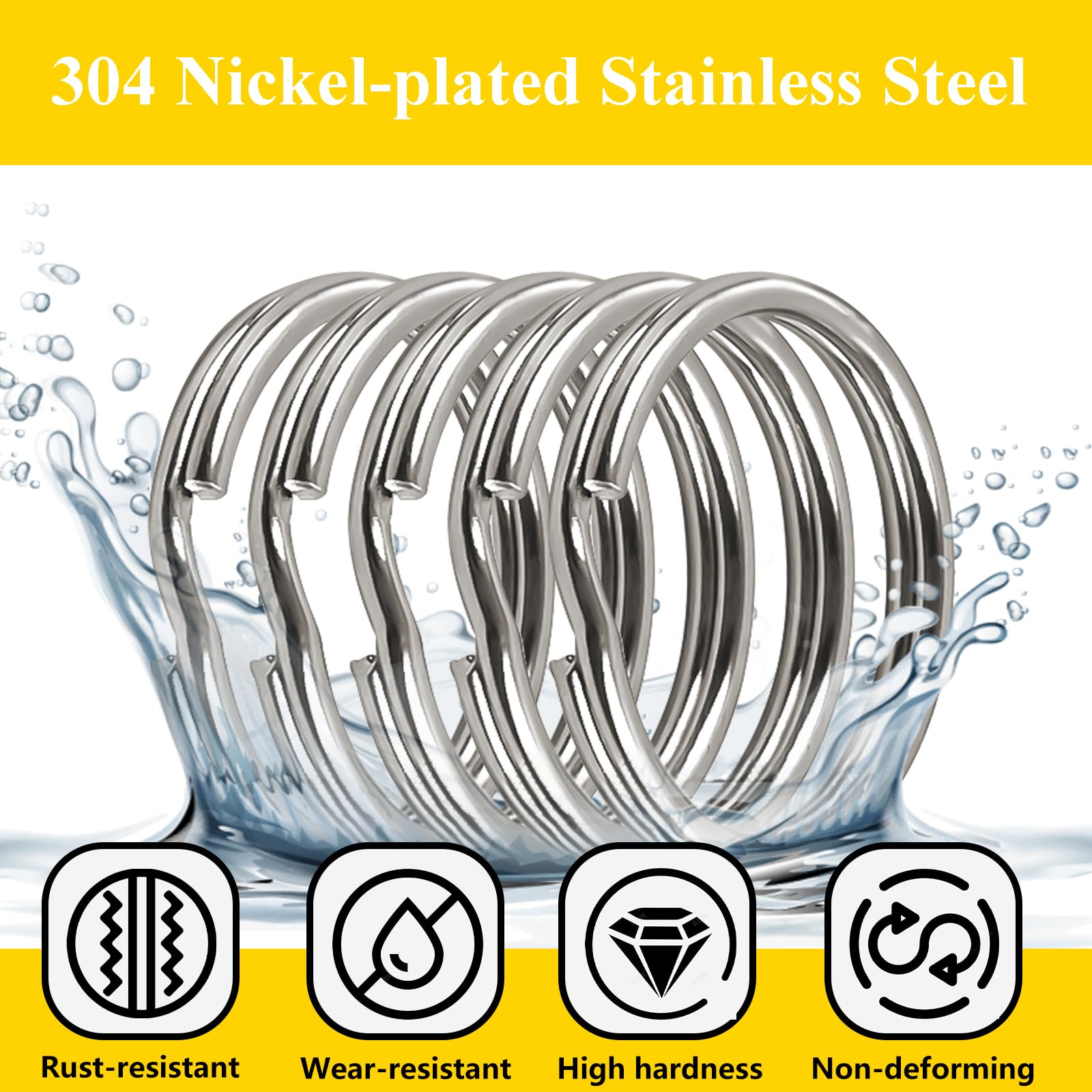 100 Anelli Portachiavi In Acciaio Inox 316 - 4 Misure (10mm, 20mm, 25mm, 30mm) Per Fai Da Te E Artigianato - Foto 7