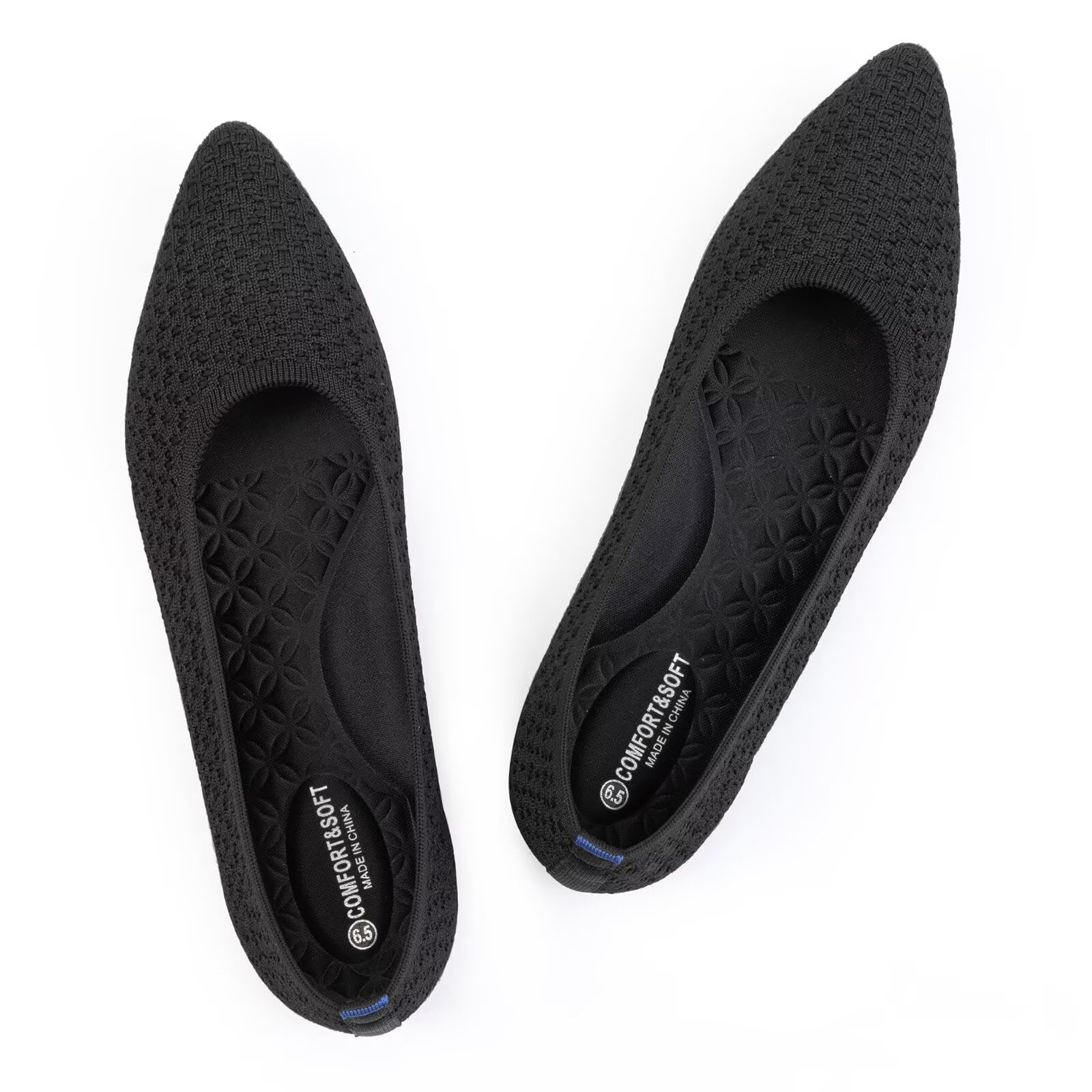 Frank Mully Frauen Spitze Zehe Ballett flach Strickkleid Schuhe Low Wedge Flache Schuhe Komfort Slip On Flats Schuhe für Frau Klassische Schuhe