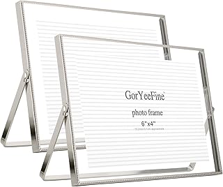 Silver 5x7''(Horizontal) Floating Picture Frame Set of 2,For Photo (6x4'' or 5x3.5''),Silver Plated Photo Frame 5x7'' for Tabletop,Classy Weddng,Holidays,Home or Wedding