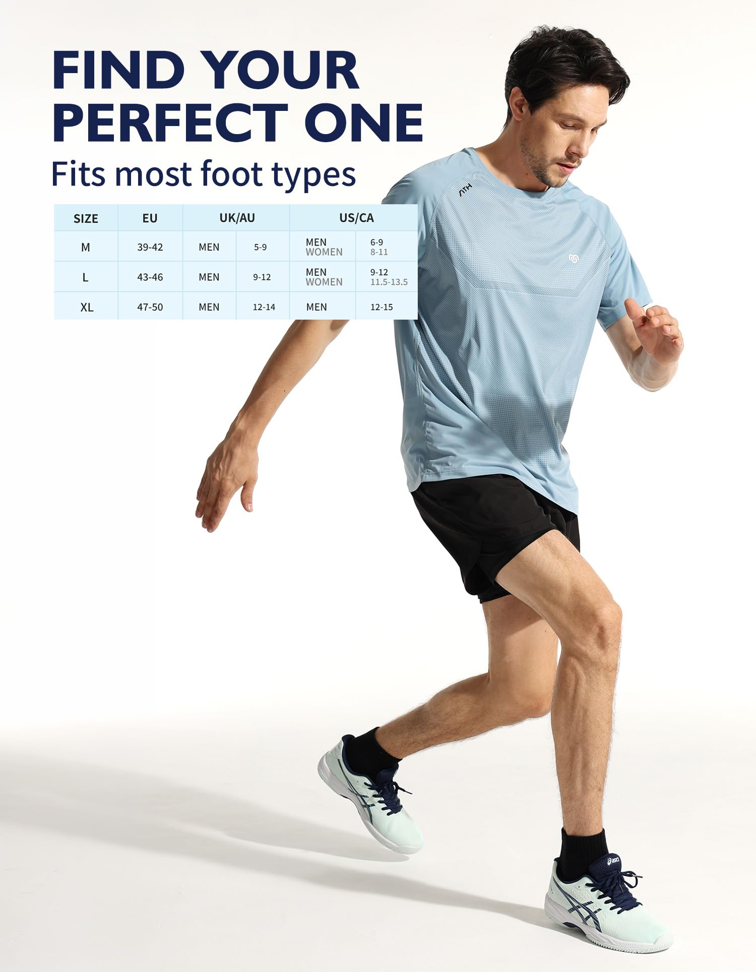 CLOSEMATE Calcetines Deporte Hombre Tobilleros 6 Pares Acolchados Algodón Transpirables Antiampollas Running Negros Blancos 39-42 43-46 47-50