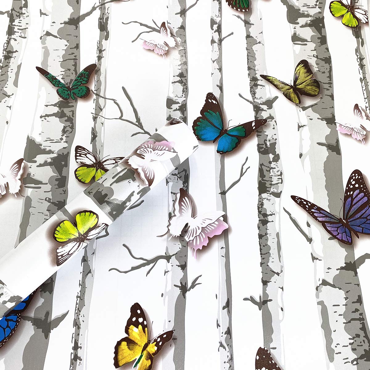 MESOAR Peel Stick Butterfly Tree Wallpaper Shelf Drawer Liner Dresser Furniture Sticker Home Decorative Sticky Back Vinyl Film 45cm by 300cm