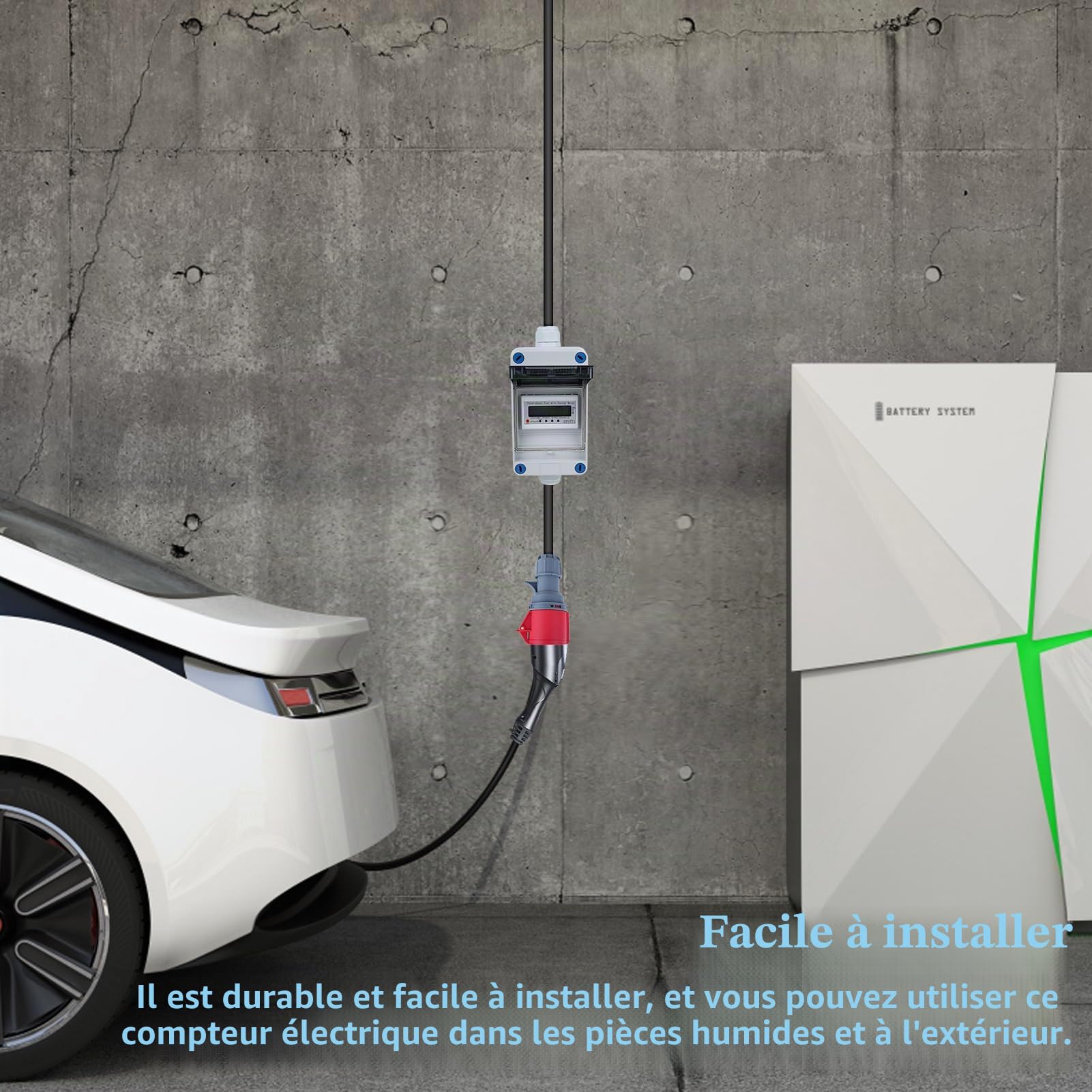 DeWin Compteur électrique numérique Mobile 3 Phases, Compteurs d'énergie avec Fonction de Réinitialisation Compteur Triphasé avec Prise 32A 400V(H07RN-F HR-03X)