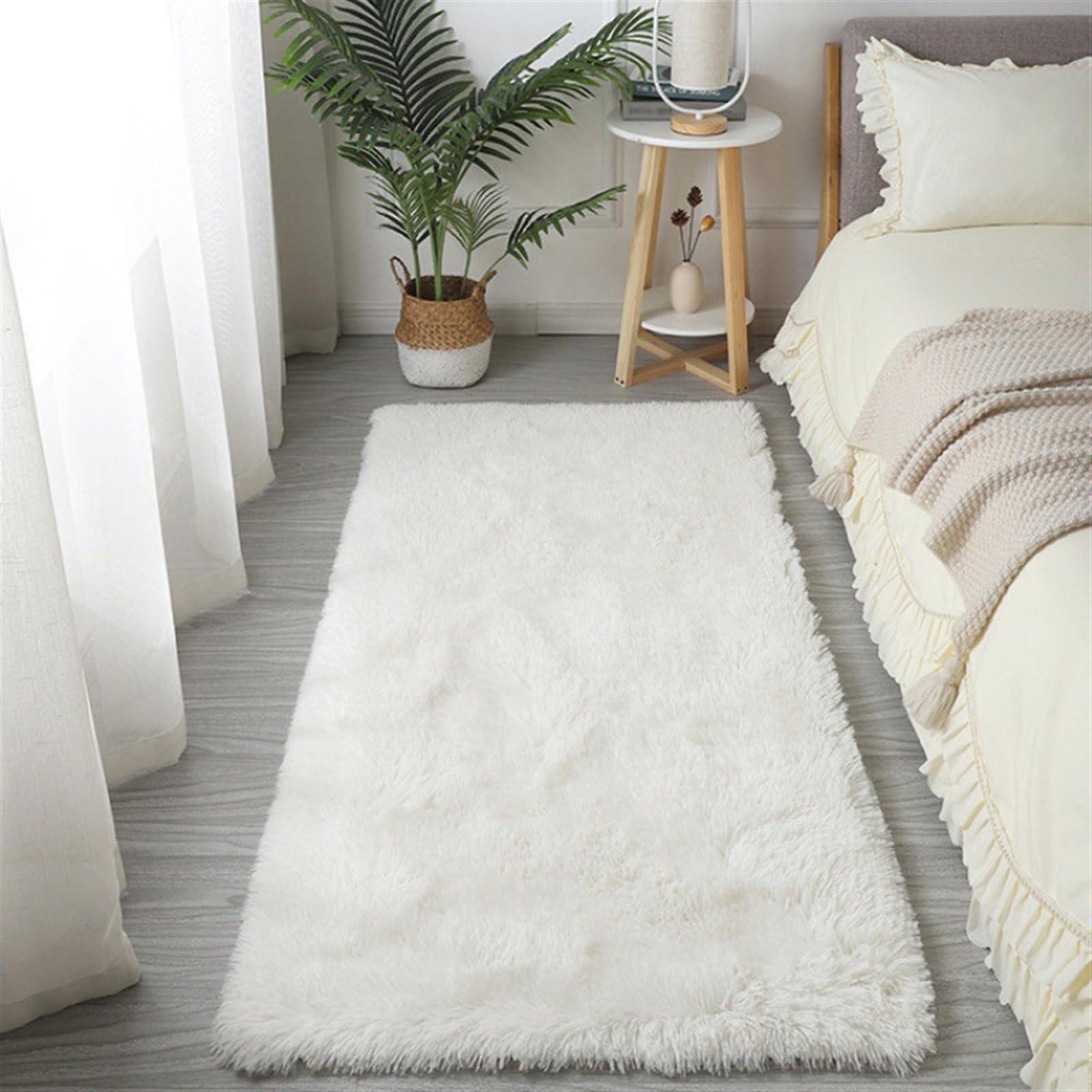 GIBZ Long Hair Fur Area Rug Rectangle Indoor Rugs Non Slip Soft Carpet for Bedroom Living Room Washable